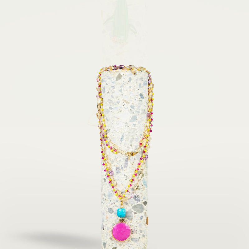 ALMALA COLLANA ROSARIO STONE | FUCSIA Acquista Ora