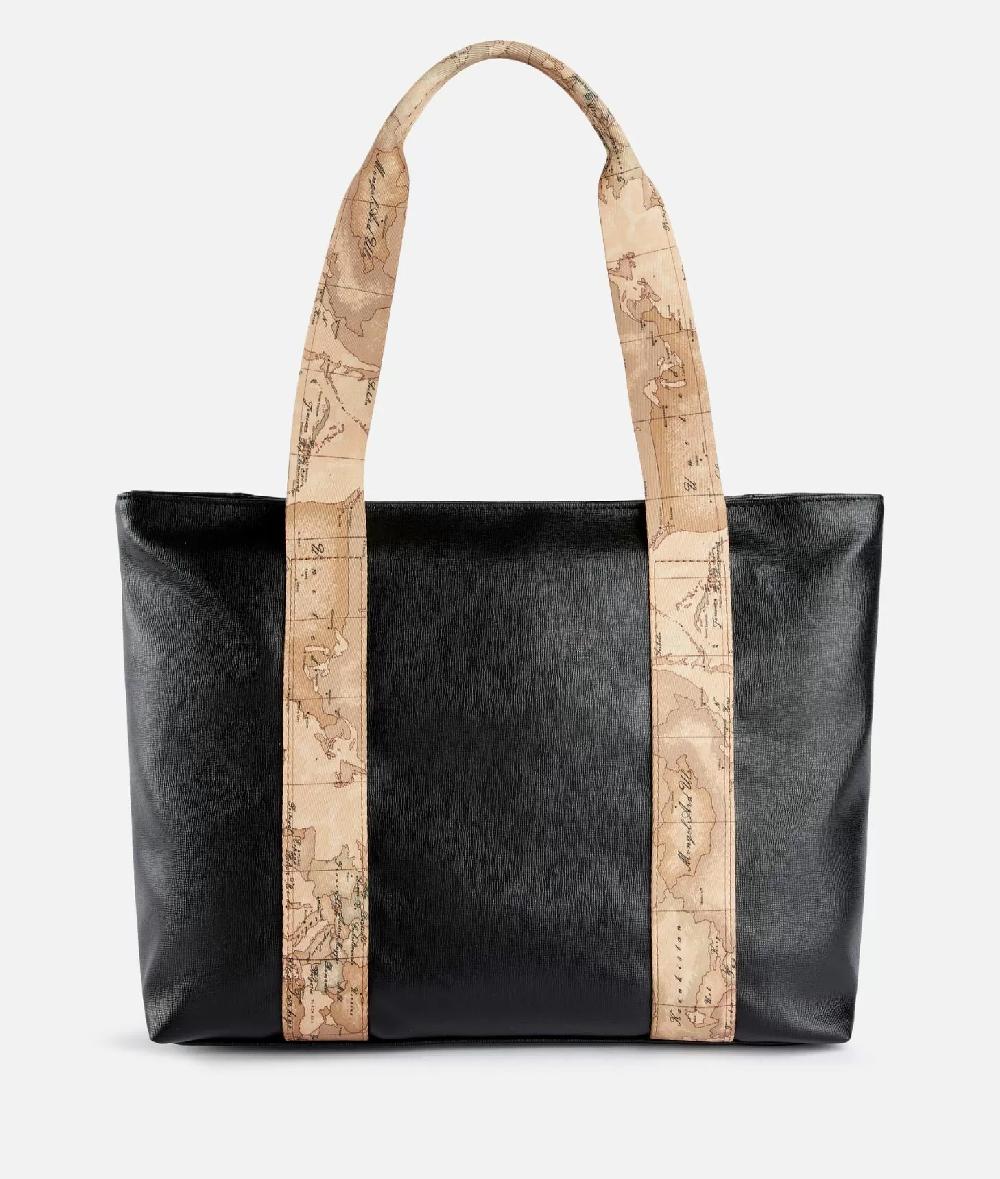 Alviero martini 1a classe Borsa shopping Donnavventura in tessuto saffiano Nera Vendita Calda