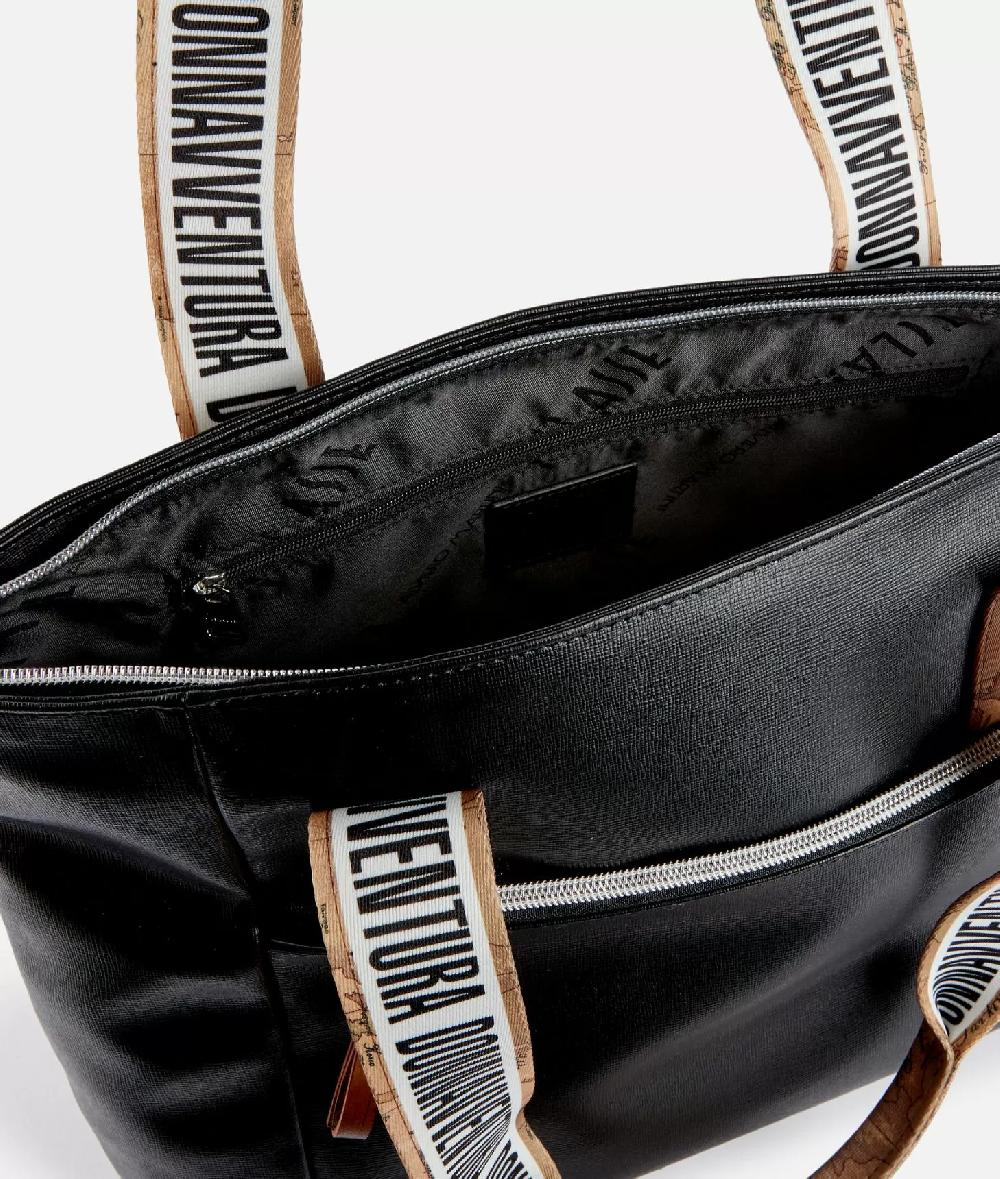 Alviero martini 1a classe Borsa shopping Donnavventura in tessuto saffiano Nera Vendita Calda
