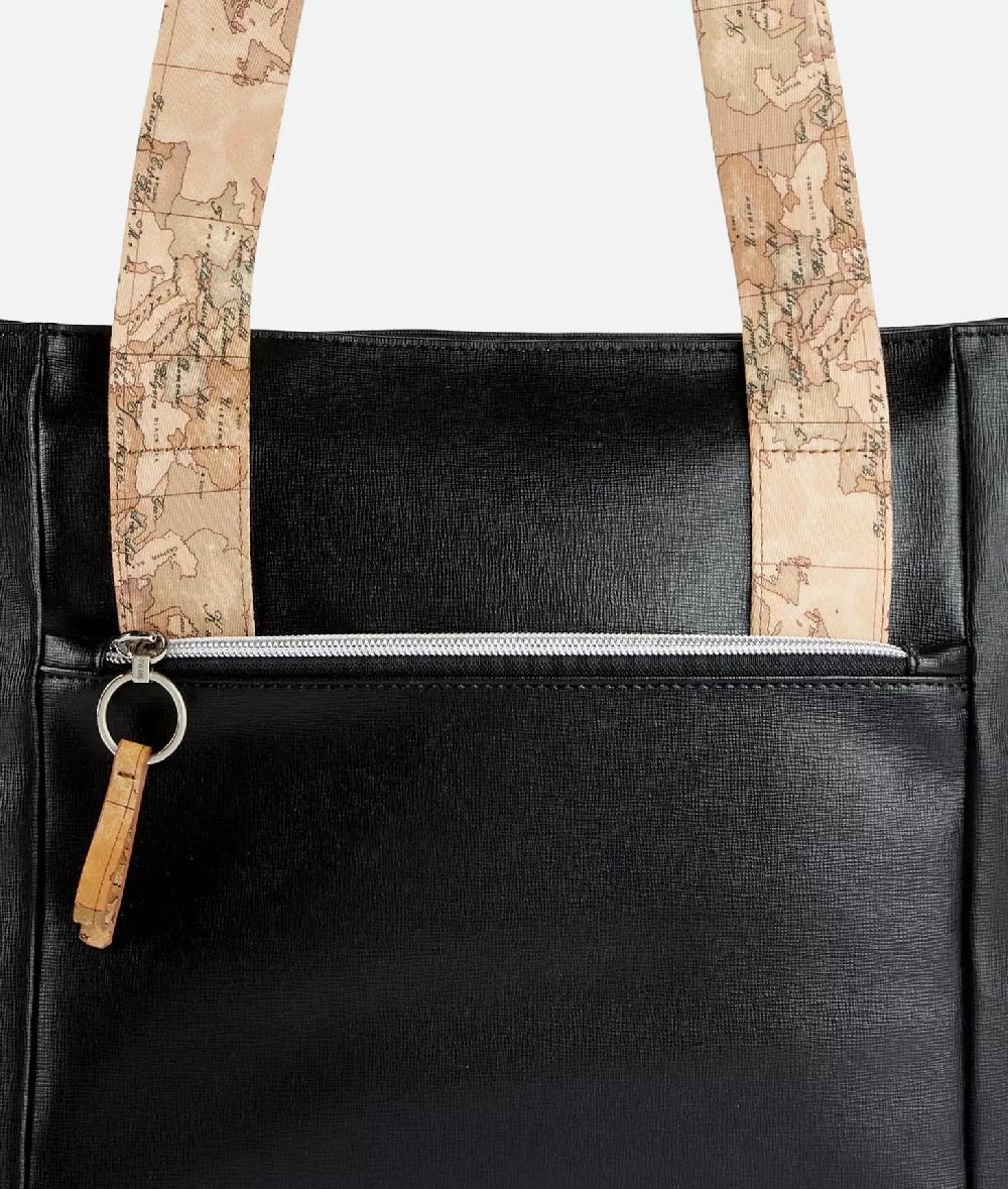Alviero martini 1a classe Borsa shopping Donnavventura in tessuto saffiano Nera Vendita Calda
