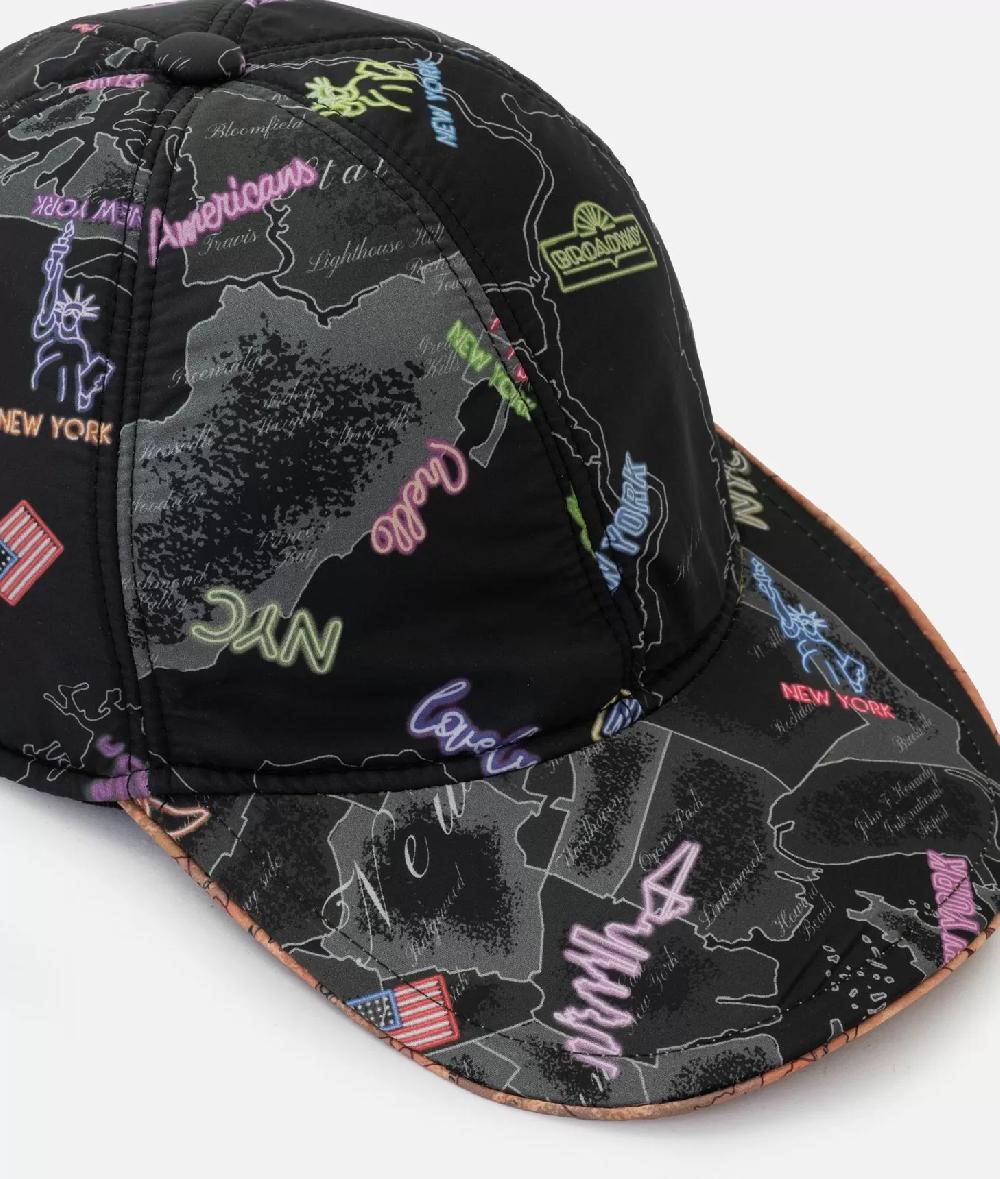 Alviero martini 1a classe Cappello baseball in nylon stampa NYC Nero 2025