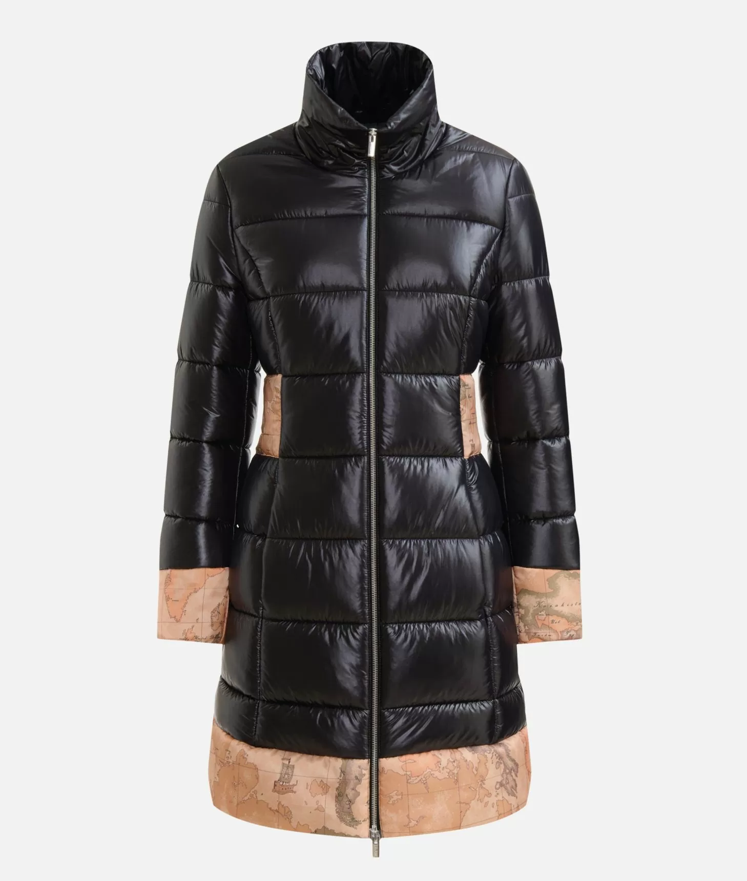Alviero martini 1a classe Imbottito lungo in nylon leggero lucido Nero Nuovo
