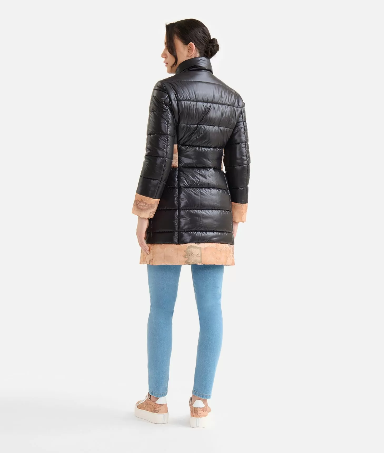 Alviero martini 1a classe Imbottito lungo in nylon leggero lucido Nero Nuovo