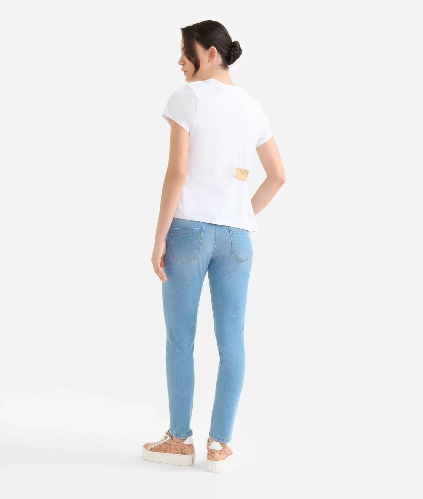 Alviero martini 1a classe Jeans slim in denim stretch trattato con dettaglio Geo Classic Blu Beach Vendita