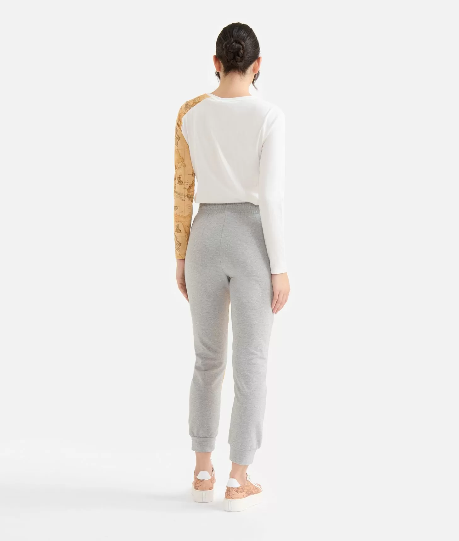 Alviero martini 1a classe Pantaloni in felpa garzata stretch con intarsio Geo Classic Grigi Spedizione Gratuita