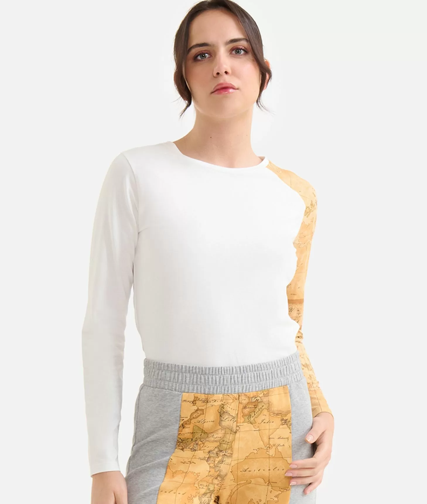 Alviero martini 1a classe Pantaloni in felpa garzata stretch con intarsio Geo Classic Grigi Spedizione Gratuita