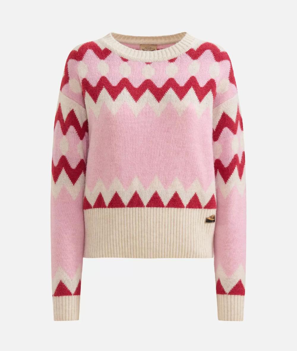 Alviero martini 1a classe Maglia in filato misto lana/viscosa con motivo geometrico Rosa Confetto Consegna Veloce