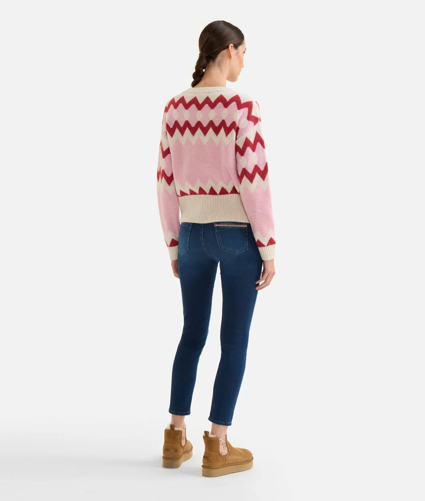 Alviero martini 1a classe Maglia in filato misto lana/viscosa con motivo geometrico Rosa Confetto Consegna Veloce