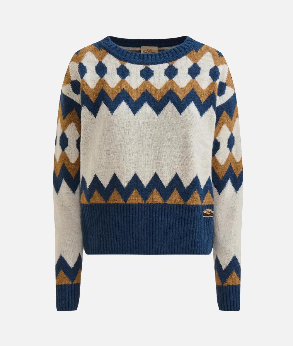 Alviero martini 1a classe Maglia in filato misto lana/viscosa con motivo geometrico Blu Promozione Limitata