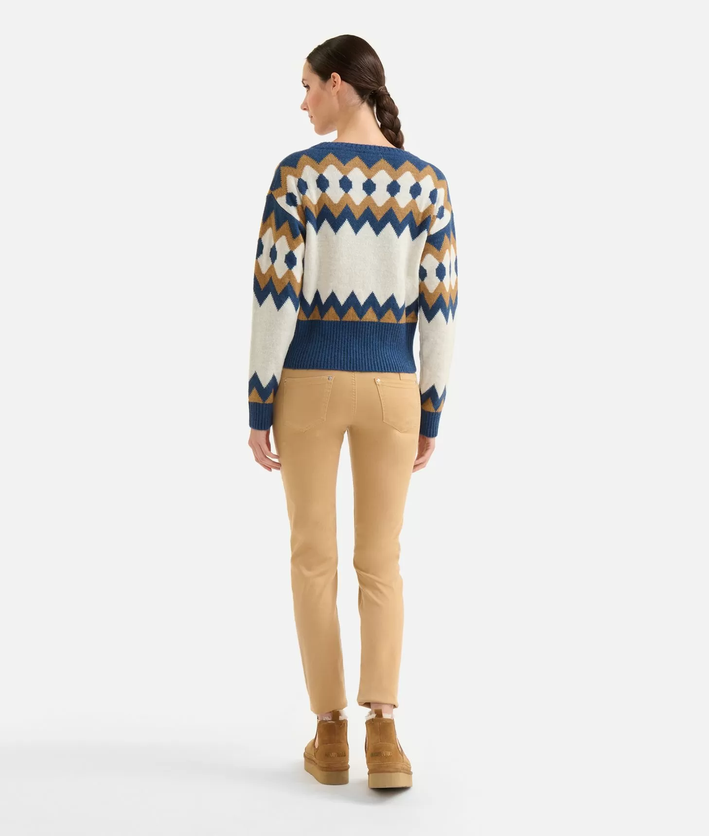 Alviero martini 1a classe Maglia in filato misto lana/viscosa con motivo geometrico Blu Promozione Limitata