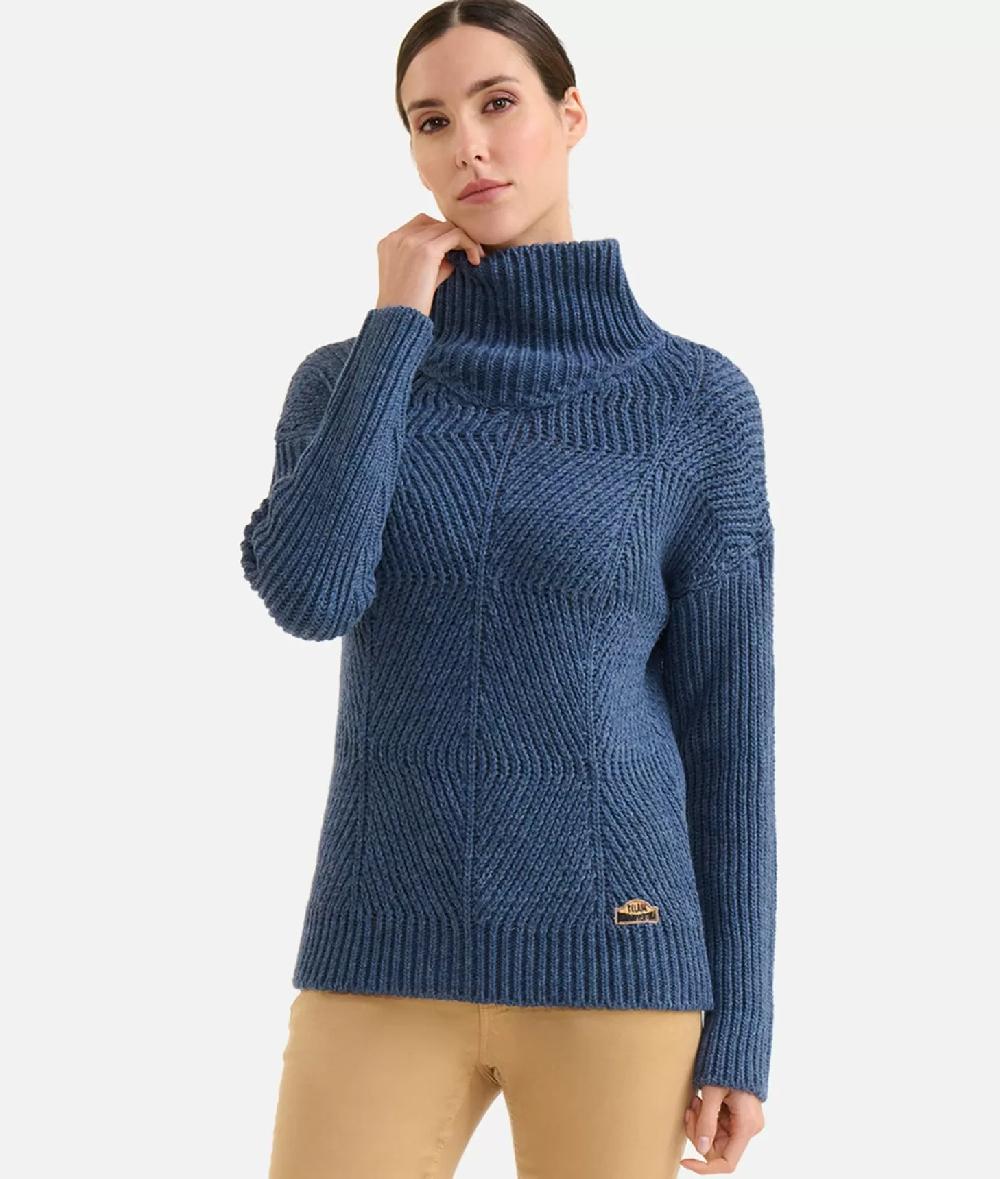 Alviero martini 1a classe Maglia a collo alto in filato misto lana vergine con patch Donnavventura Denim Fino Al -60%