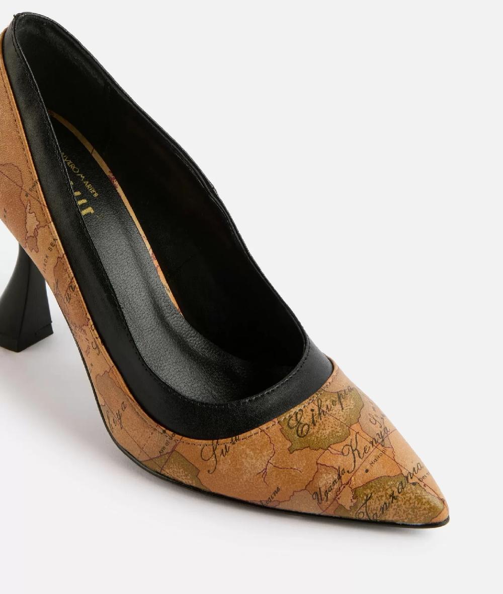 Alviero martini 1a classe Décolleté in nappa con tacco a rocchetto Geo Classic Sconto