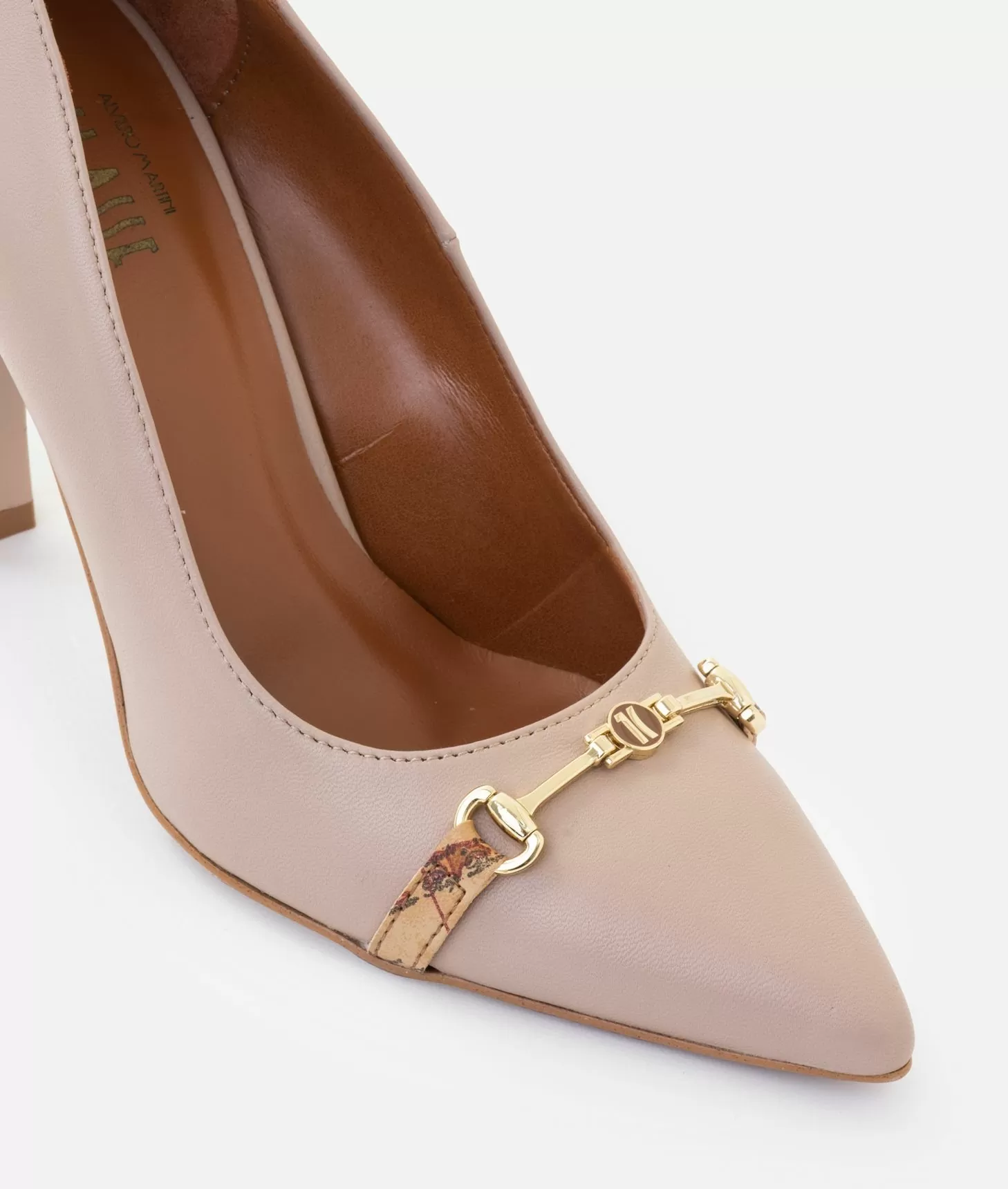 Alviero martini 1a classe Décolleté in nappa liscia con morsetto 1C Taupe Chiaro Offerta