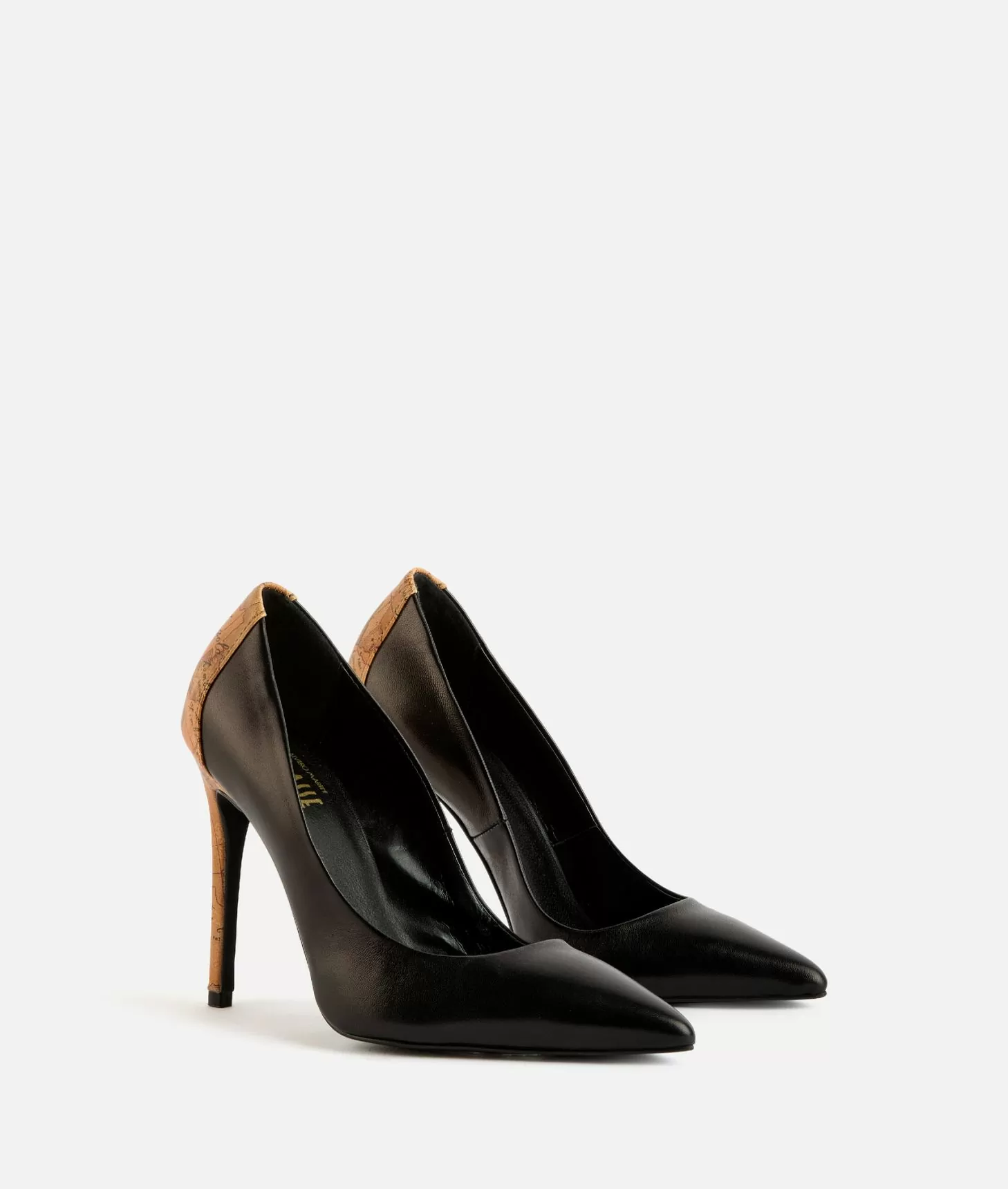 Alviero martini 1a classe Décolleté in nappa liscia con tacco stampa Geo Classic Nere Online