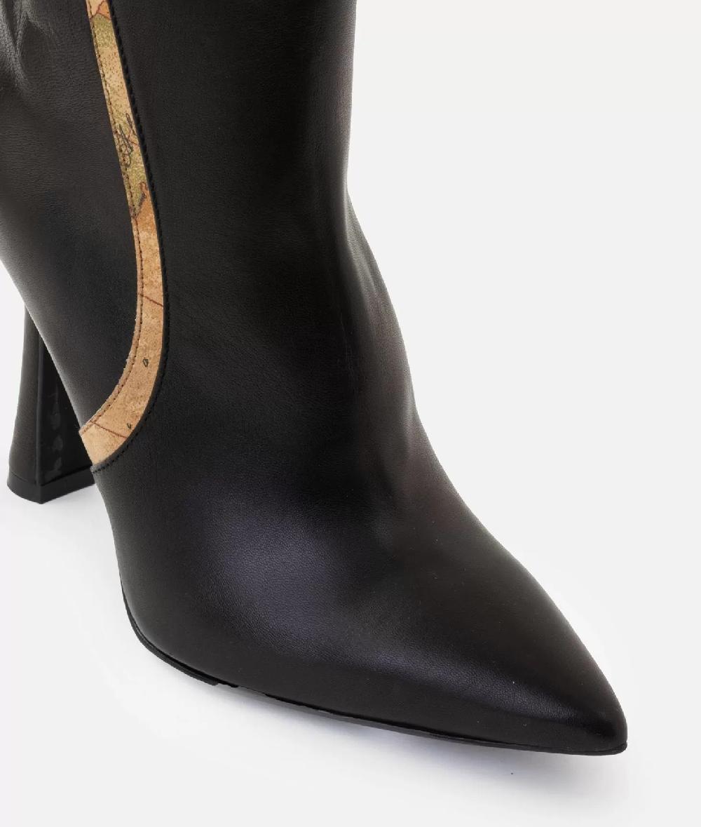 Alviero martini 1a classe Tronchetti in nappa liscia con tacco e inserti Geo Classic Neri 50% di sconto per tempo limitato