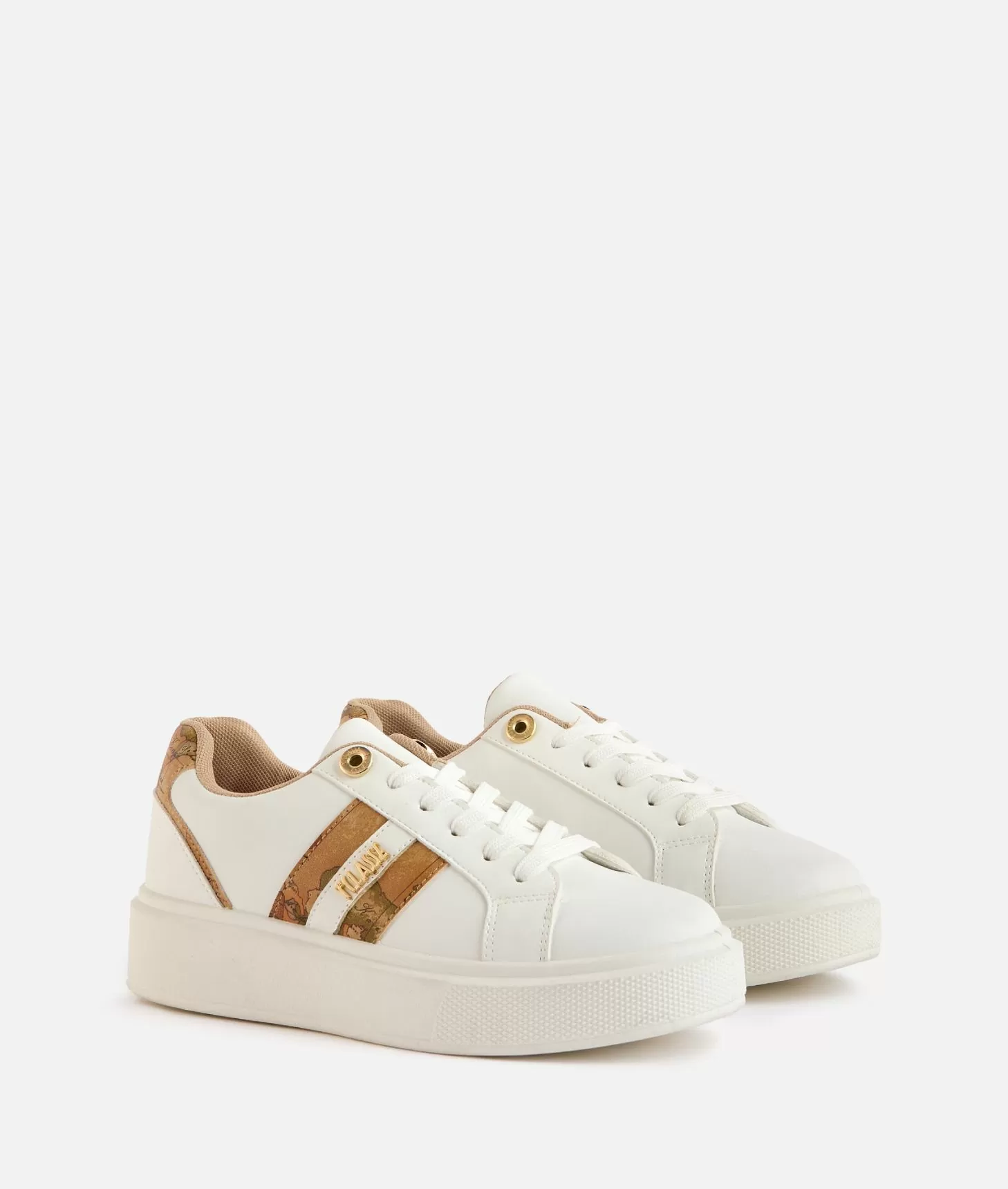 Alviero martini 1a classe Sneakers in eco nappa con logo e bande Geo Classic Bianche Spedizione Gratuita