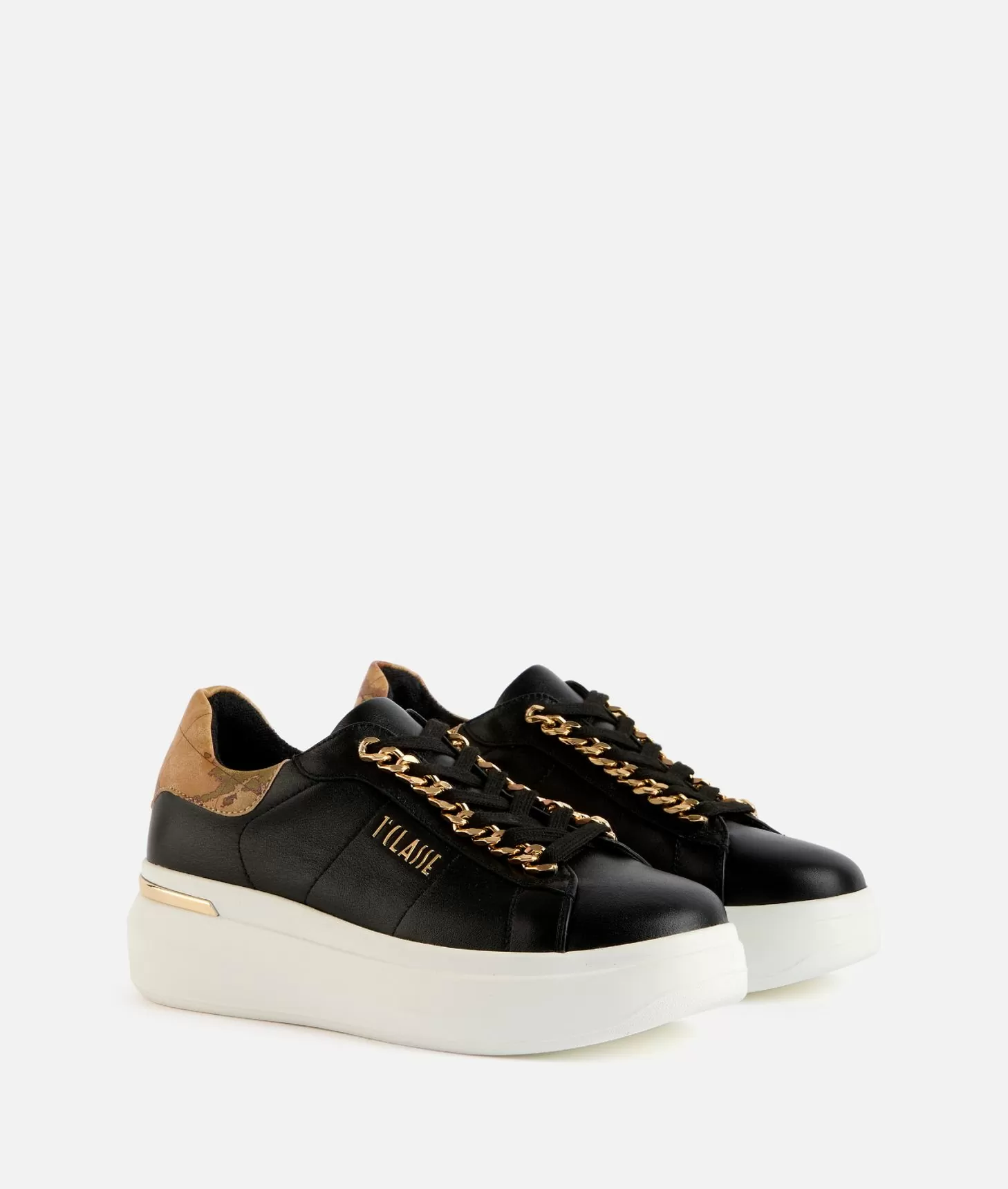 Alviero martini 1a classe Sneakers in eco nappa con dettaglio catena Nere Qualità Garantita