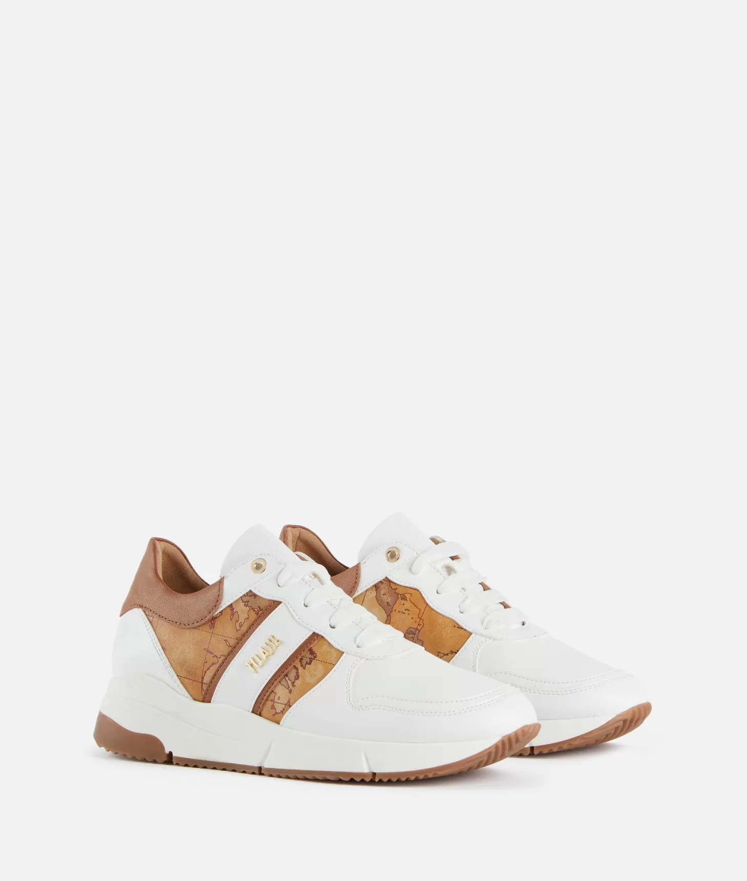 Alviero martini 1a classe Running in eco nappa con logo e dettagli Geo Classic Bianche Fino Al -60%