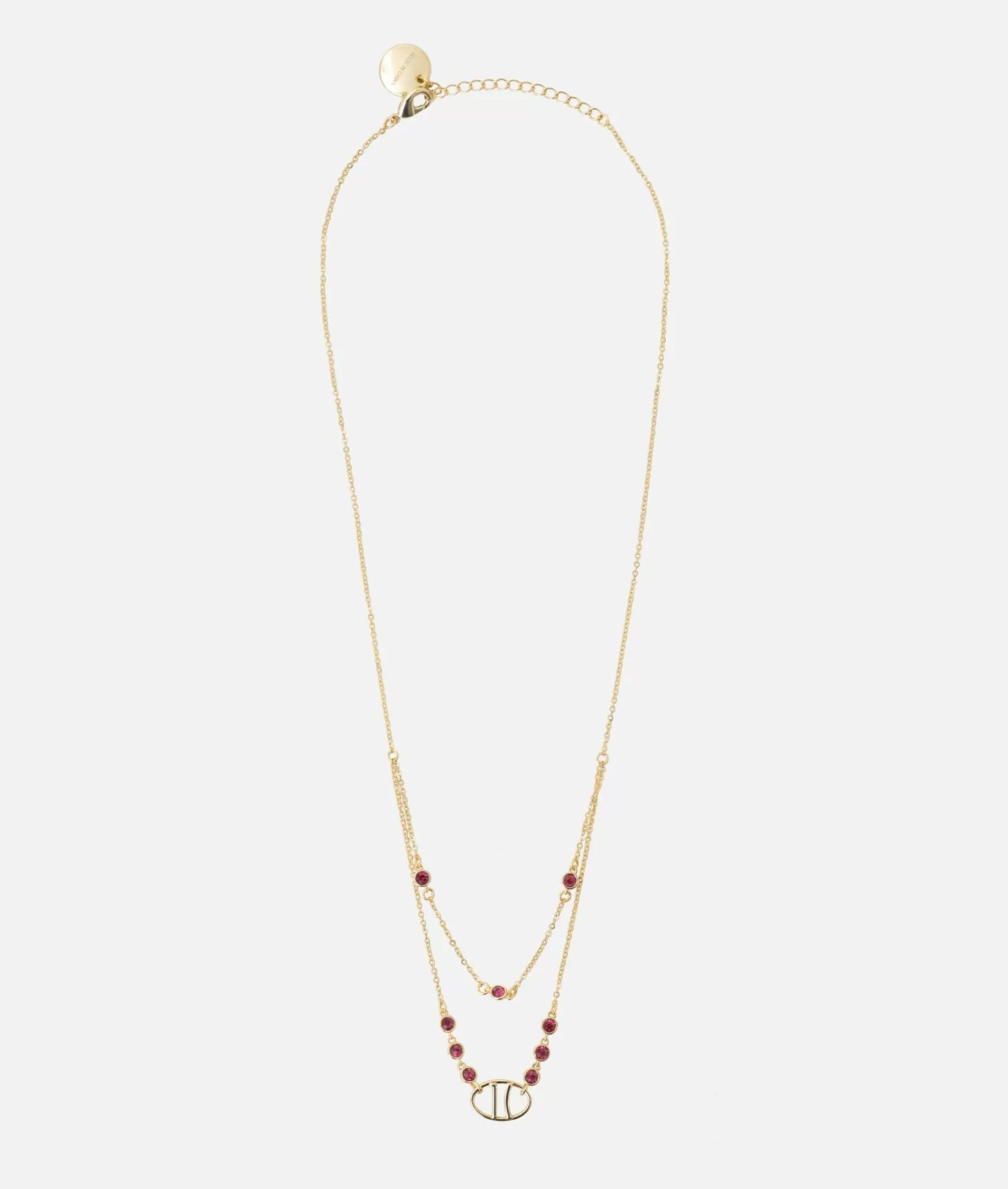 Alviero martini 1a classe Collana con logo 1C e pietre magenta Oro Affare Del Giorno
