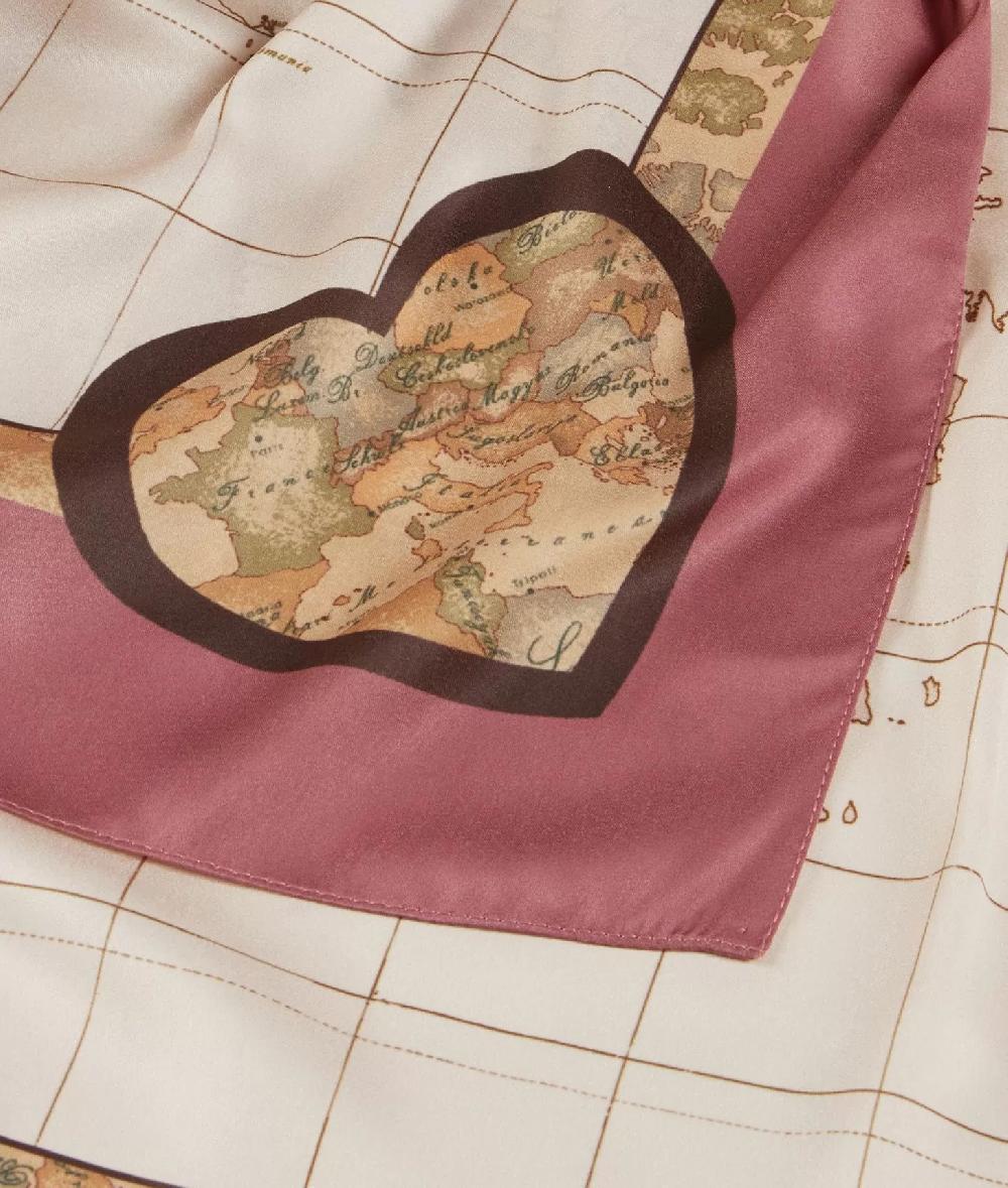 Alviero martini 1a classe Foulard Geo Cuori 90x90 Rosa Fard Sconto