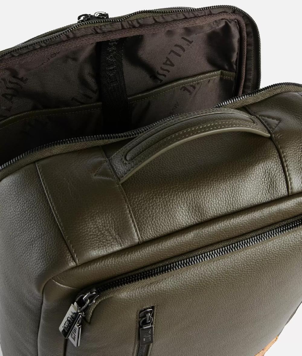 Alviero martini 1a classe Beta Leather zaino da viaggio tripla portabilità Verde Militare 2025