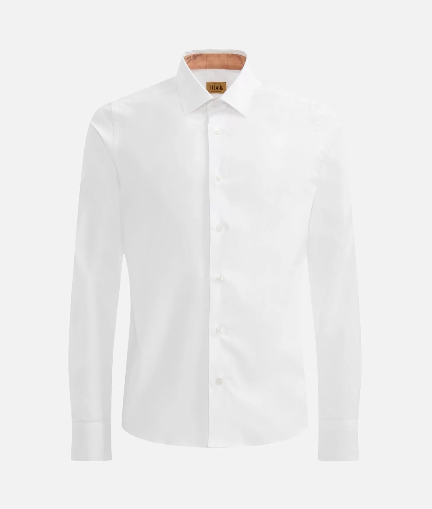 Alviero martini 1a classe Camicia super slim in cotone stretch con toppe Geo Classic Bianca Offerte