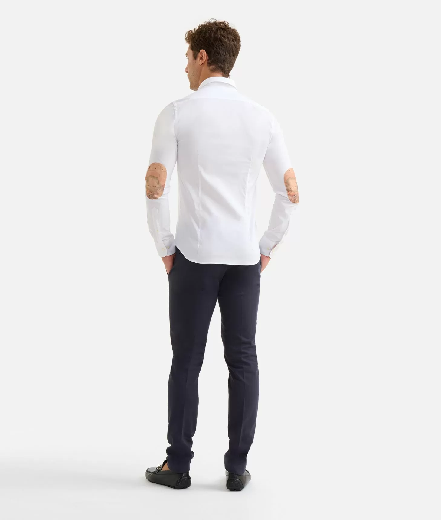 Alviero martini 1a classe Camicia super slim in cotone stretch con toppe Geo Classic Bianca Offerte