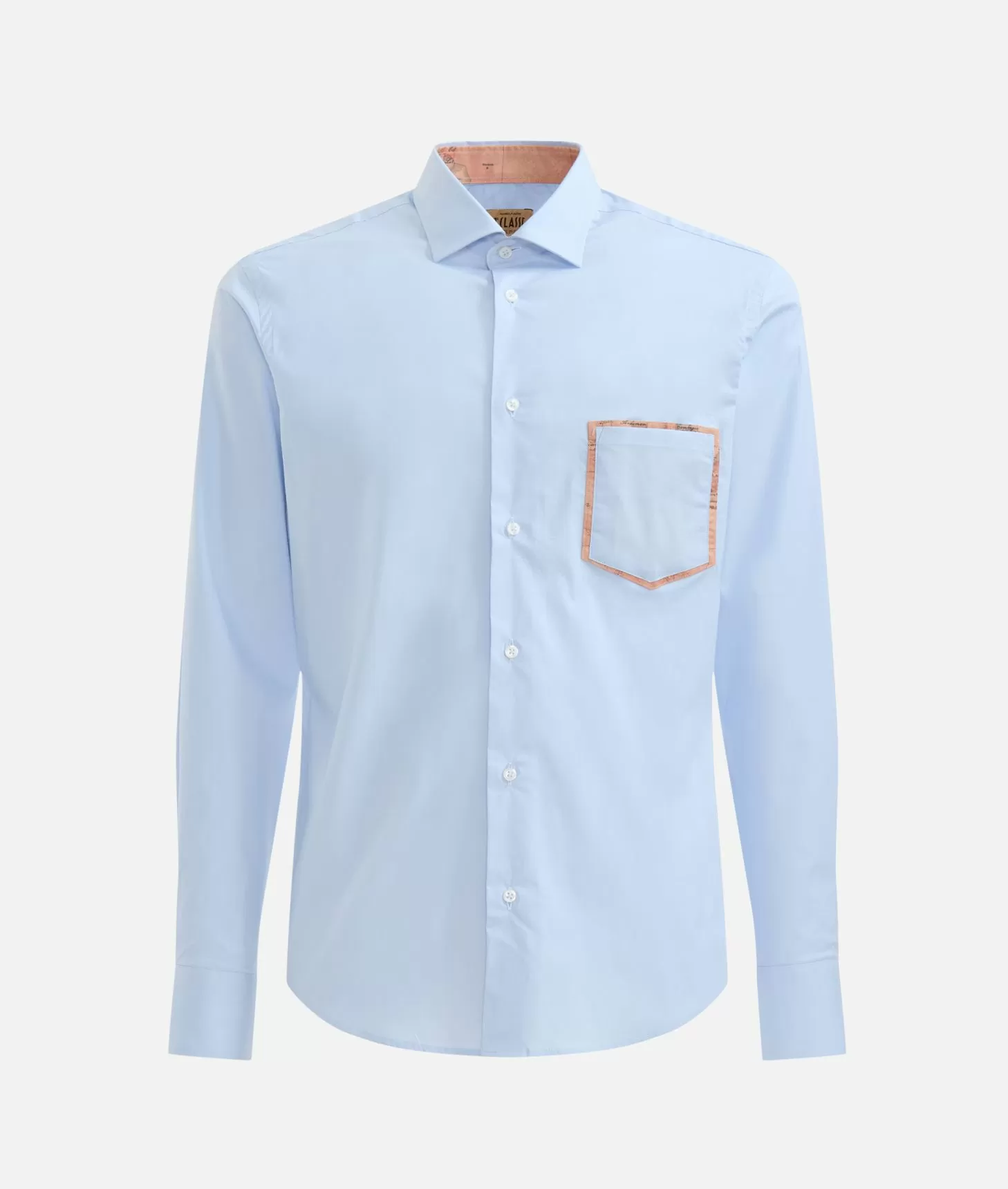 Alviero martini 1a classe Camicia slim in cotone stretch con dettaglio taschino Azzurra Saldi Di Fabbrica