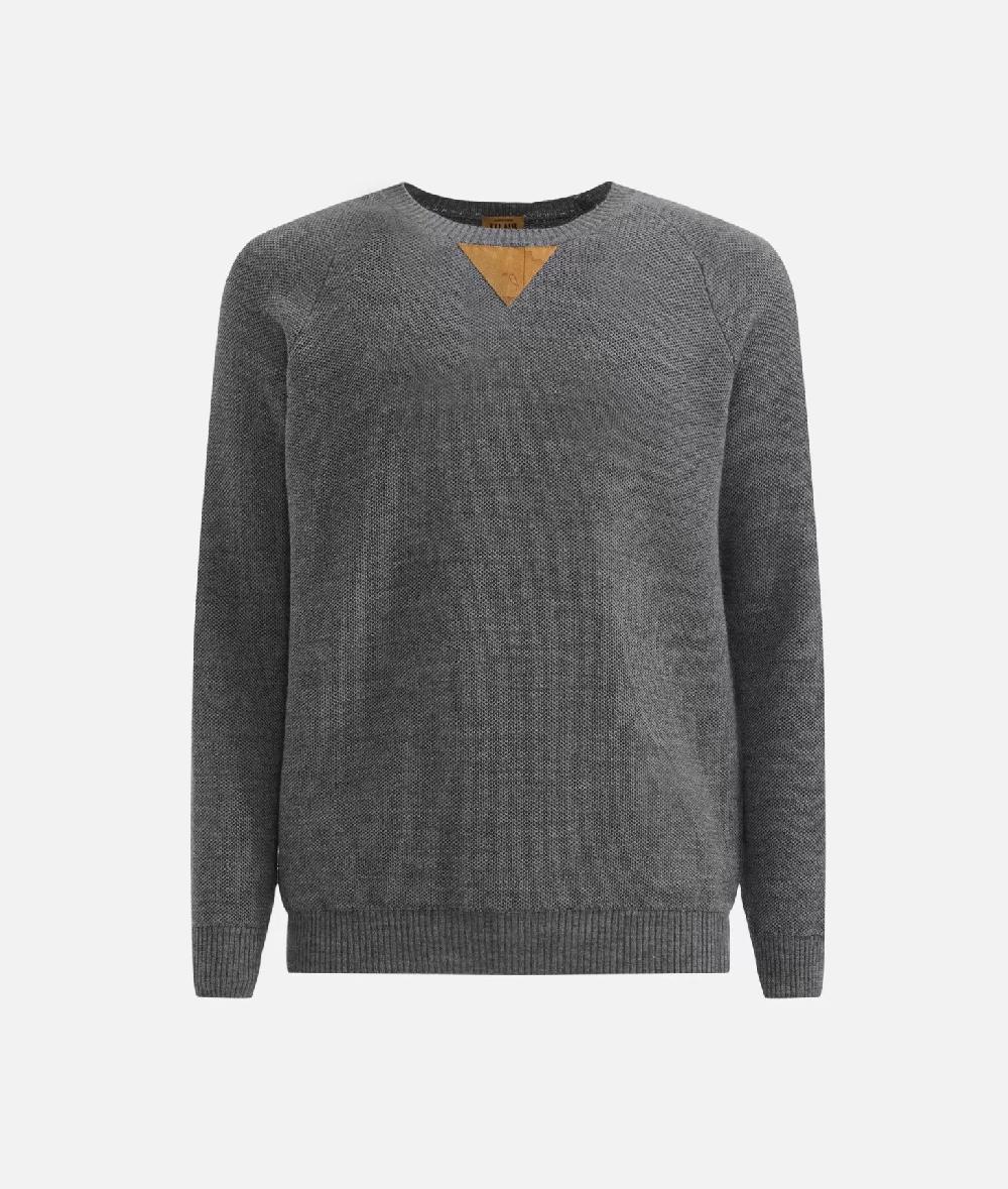 Alviero martini 1a classe Girocollo in filato misto lana con toppe Geo Classic Grigio Negozio