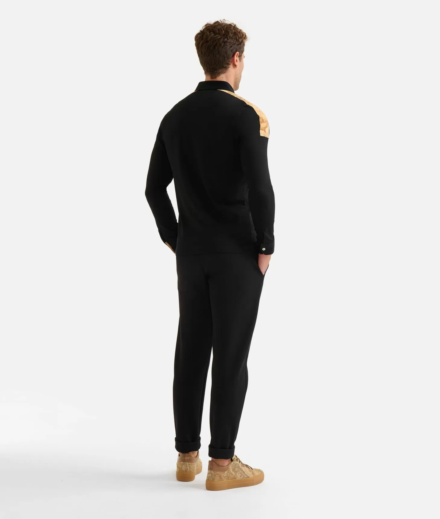 Alviero martini 1a classe Polo a maniche lunghe in cotone stretch Nera 2025
