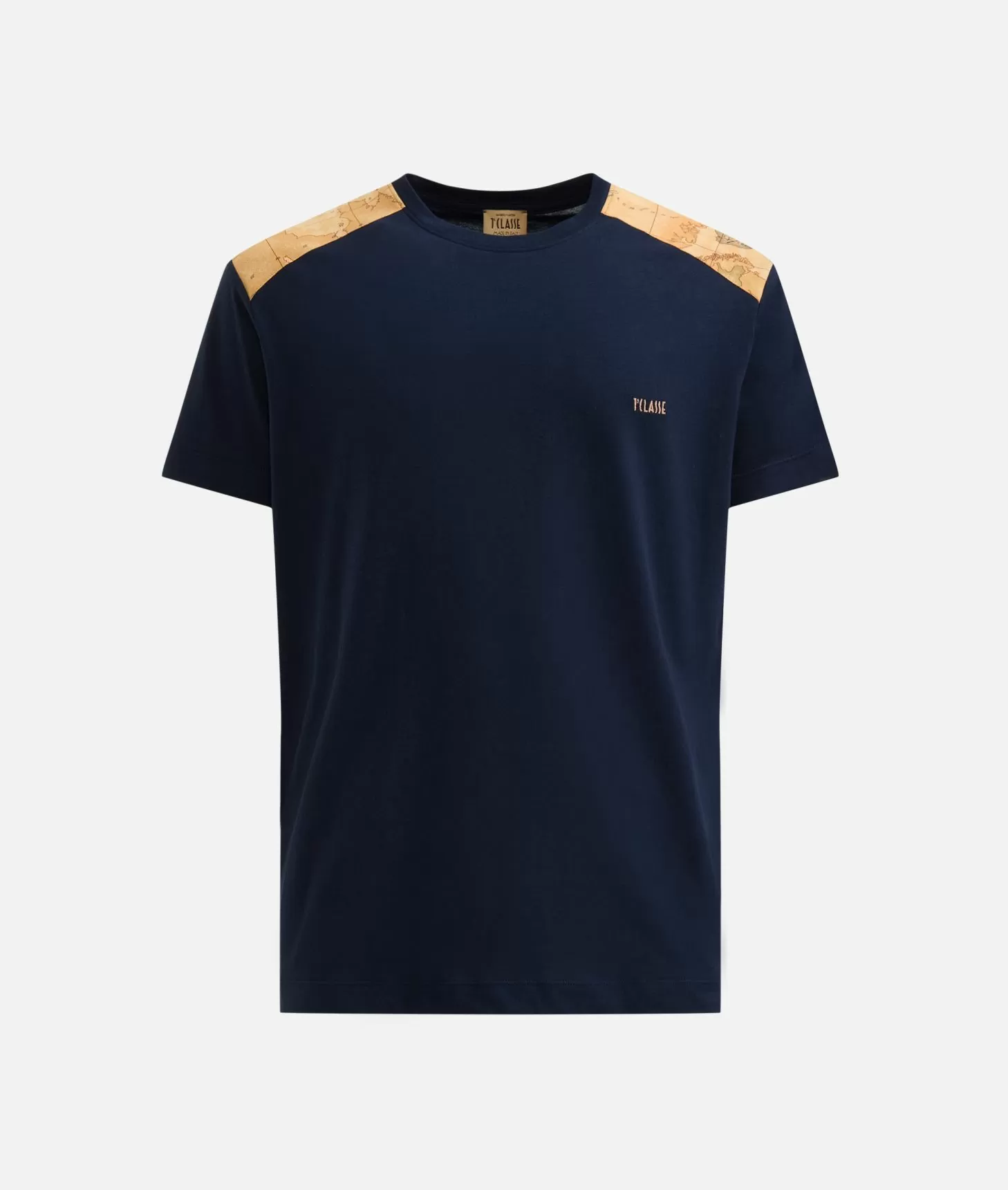 Alviero martini 1a classe T-shirt in cotone con dettagli spalle Blu Navy Nuovo