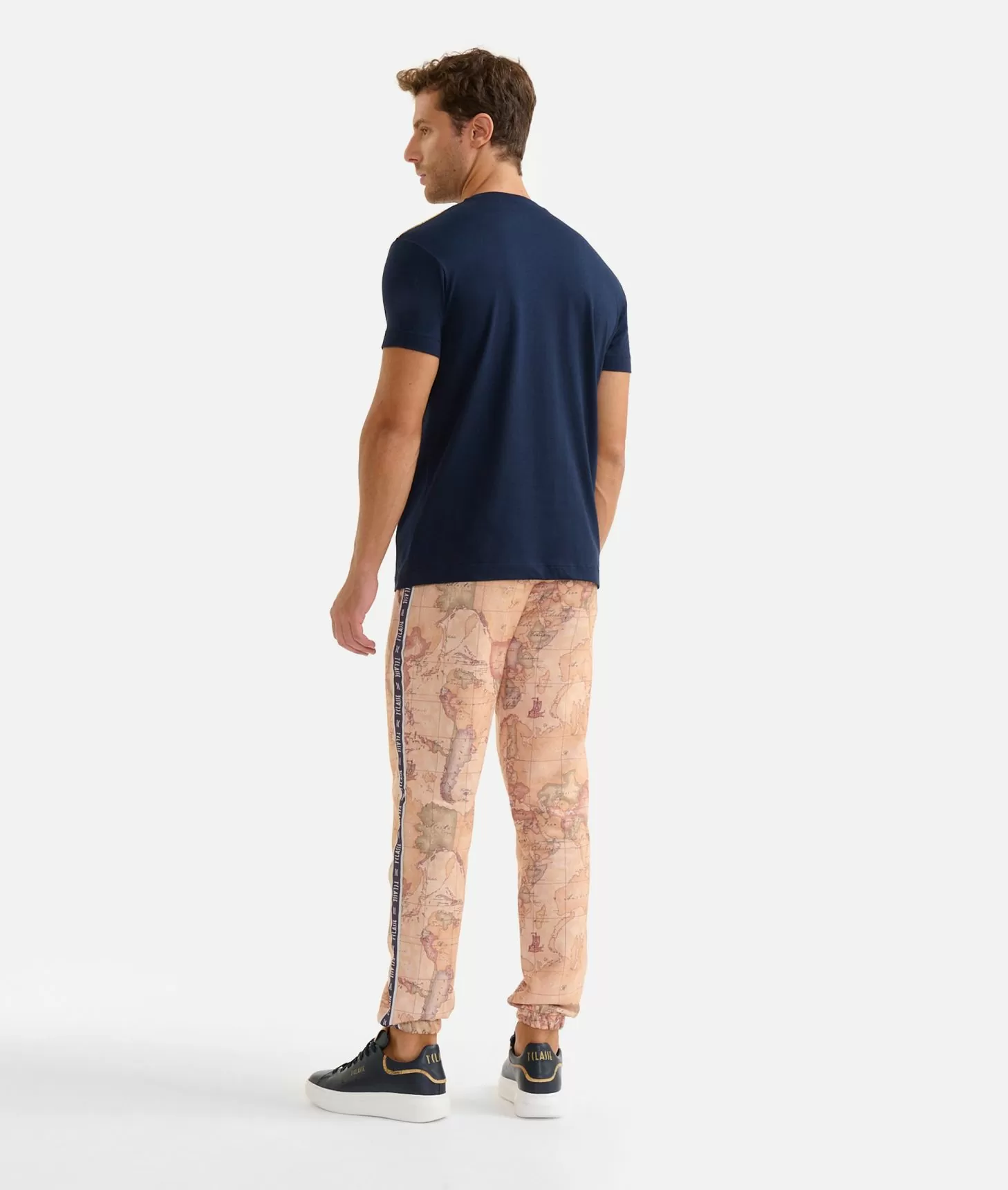 Alviero martini 1a classe T-shirt in cotone con dettagli spalle Blu Navy Nuovo