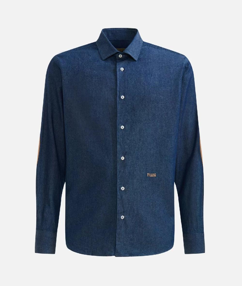 Alviero martini 1a classe Camicia slim in denim leggero con toppe Geo Classic Blu Jeans Scuro Qualità Garantita