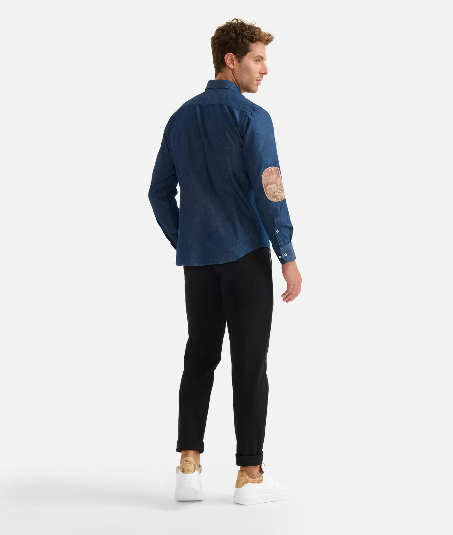 Alviero martini 1a classe Camicia slim in denim leggero con toppe Geo Classic Blu Jeans Scuro Qualità Garantita
