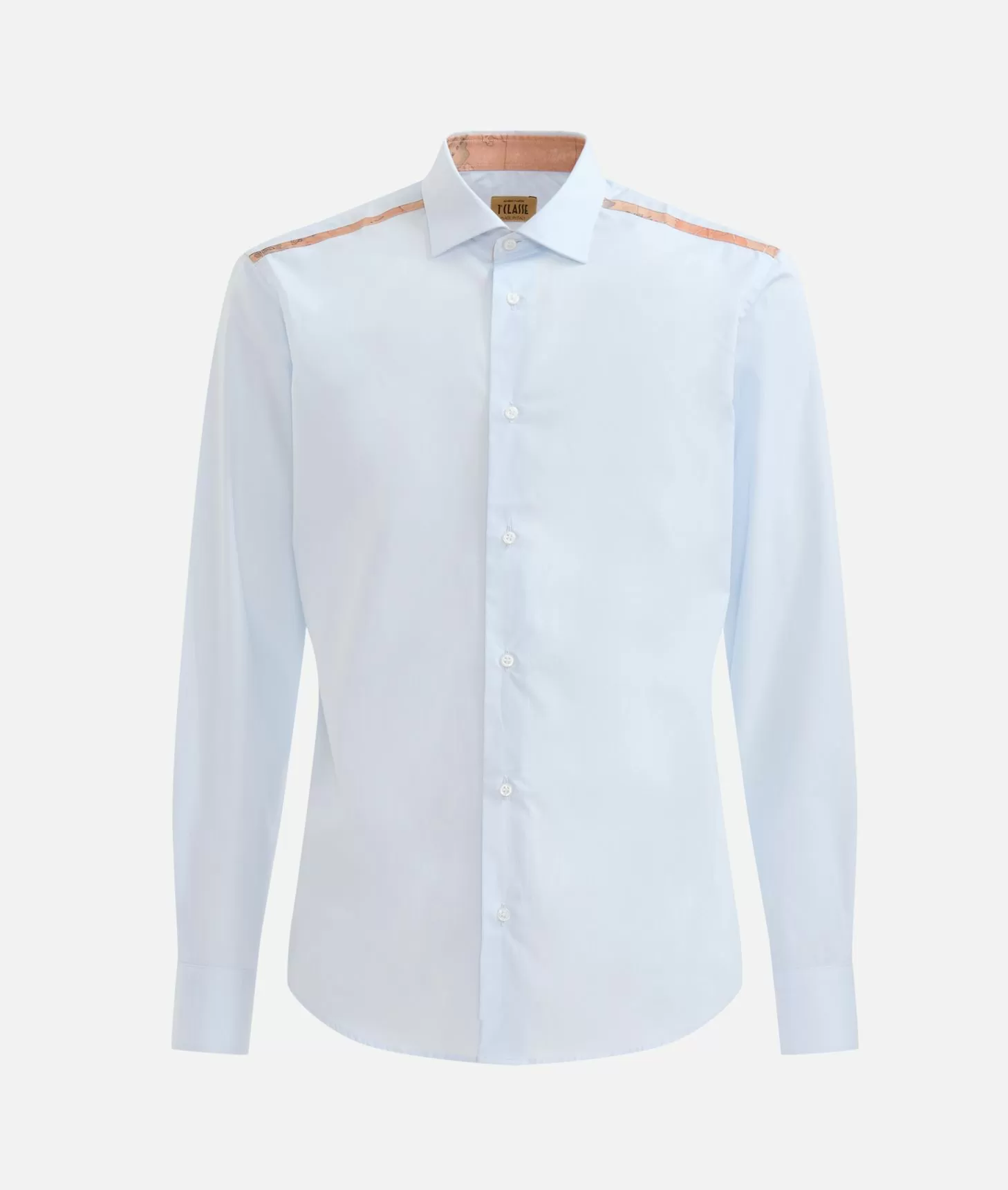 Alviero martini 1a classe Camicia slim in cotone con dettaglio spalle Azzurro Polvere Acquista Ora