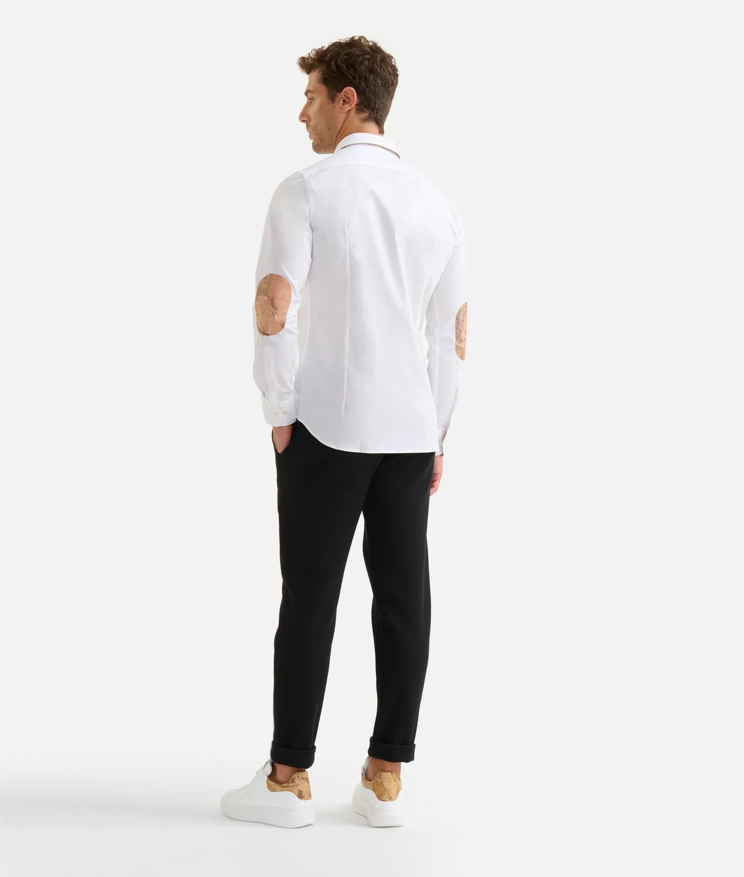 Alviero martini 1a classe Camicia slim in cotone stretch con toppe Geo Classic Bianca Consegna Veloce