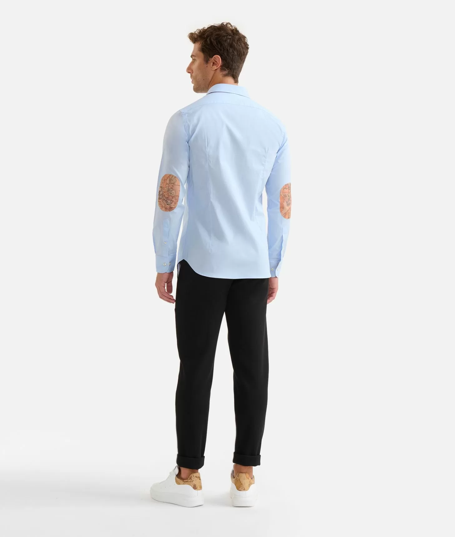 Alviero martini 1a classe Camicia slim in cotone stretch con toppe Geo Classic Azzurra Promozione Limitata