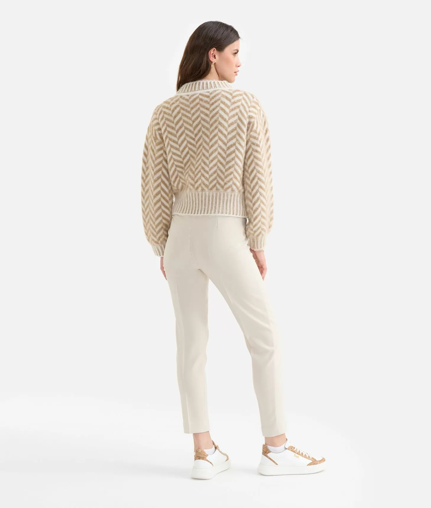 Alviero martini 1a classe Maglia in filato di lana e viscosa con motivo spinato Cammello Offerte esclusive