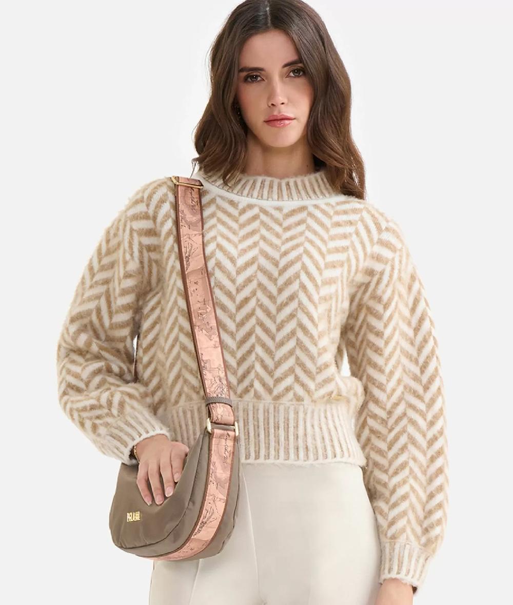 Alviero martini 1a classe Maglia in filato di lana e viscosa con motivo spinato Cammello Offerte esclusive