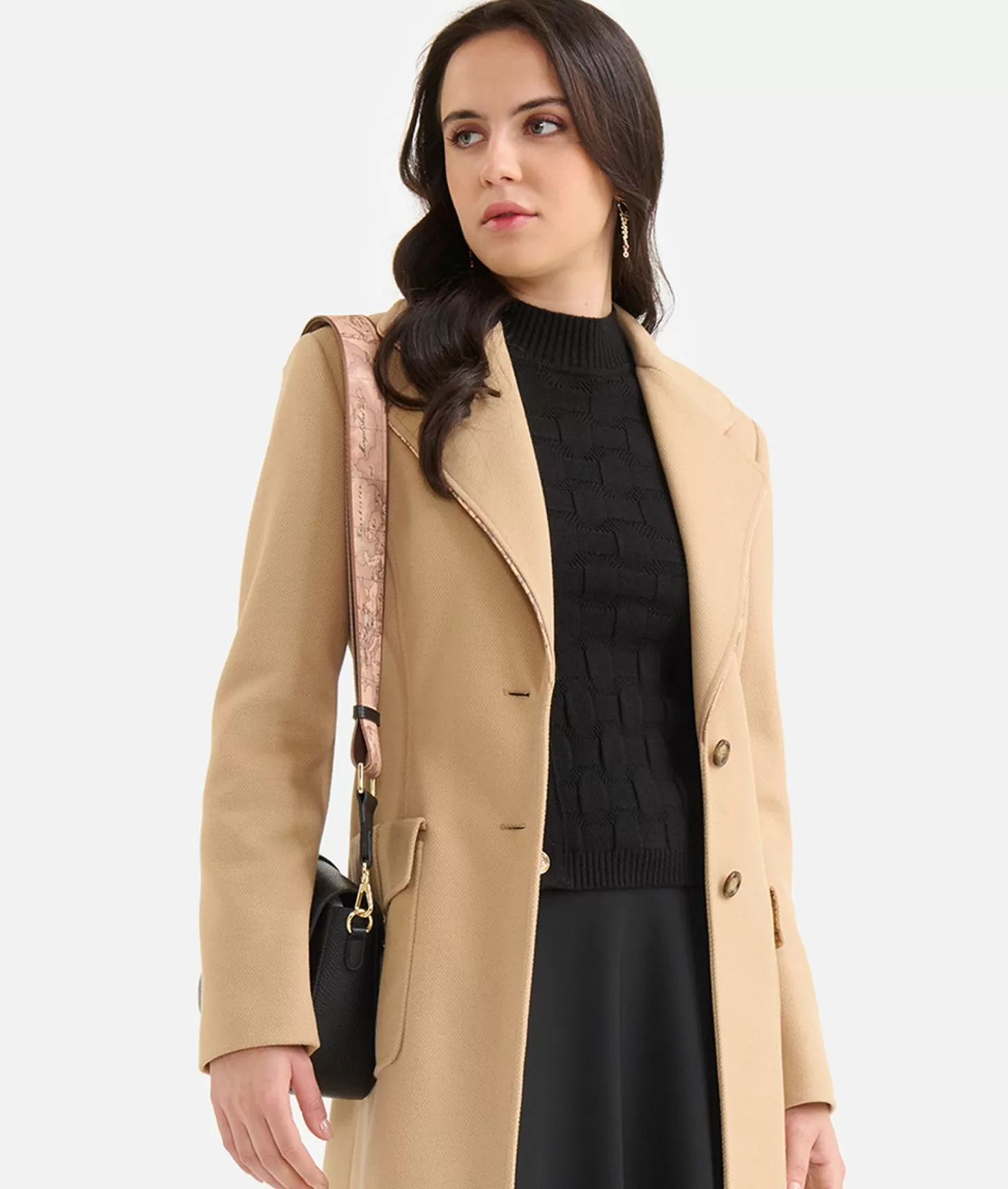 Alviero martini 1a classe Cappotto con dettaglio gioiello in velour Cammello Nuova