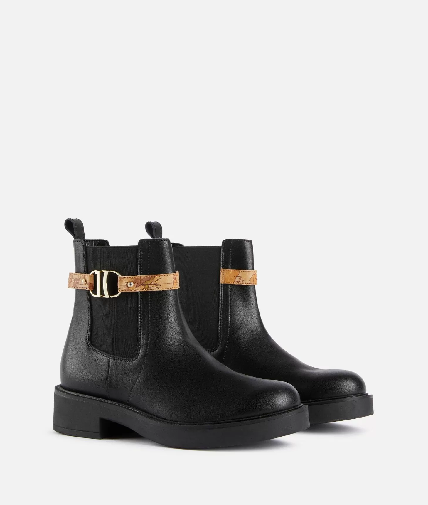 Alviero martini 1a classe Stivaletti beatles in pelle liscia con cinturino Geo Classic Neri Italia
