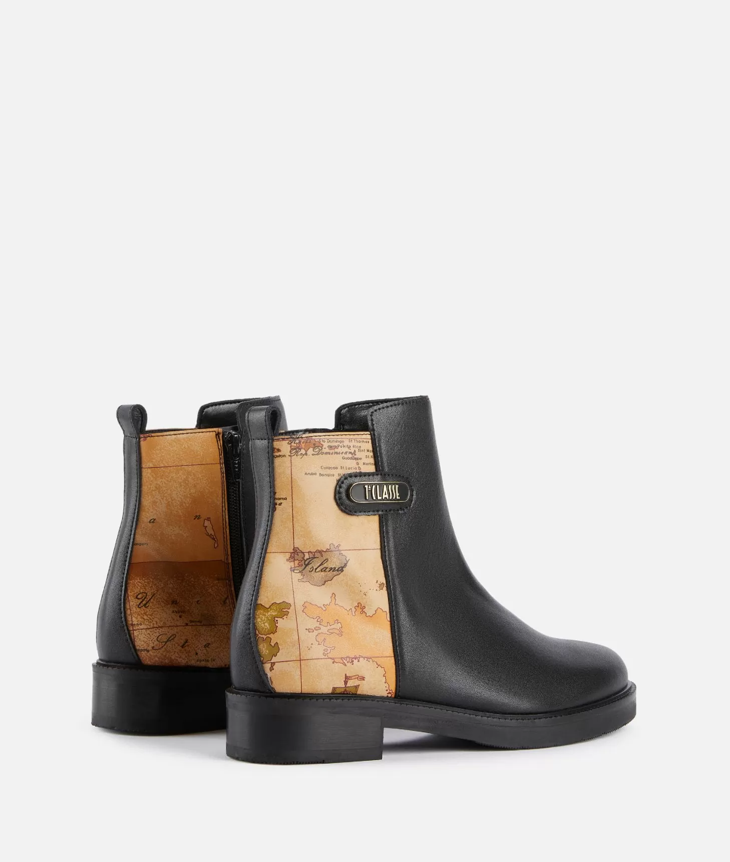 Alviero martini 1a classe Stivaletti beatles in pelle liscia con inserto Geo Classic Neri Affare Del Giorno