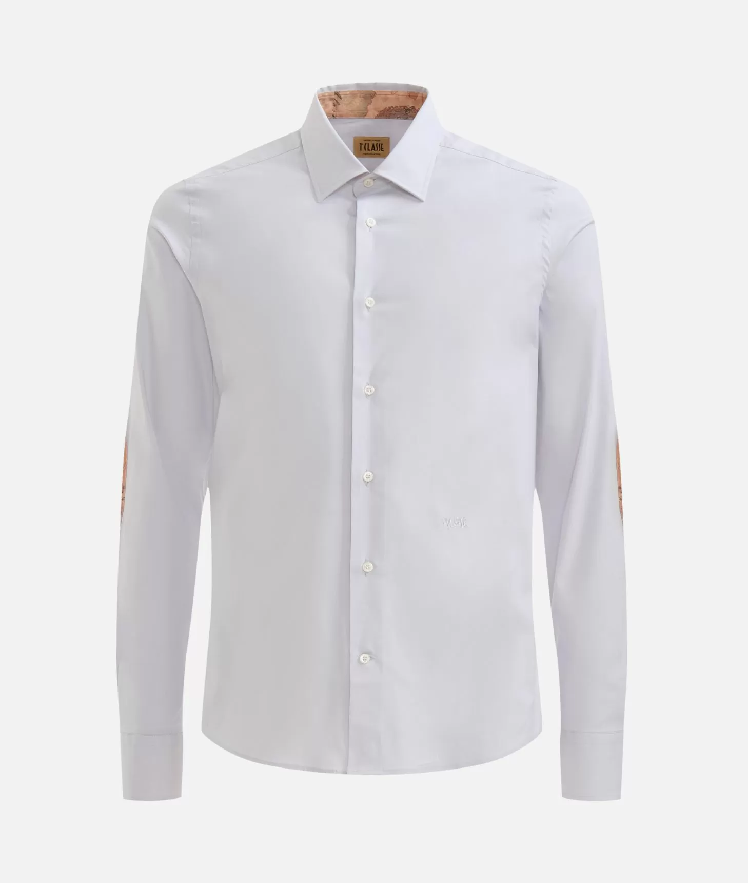 Alviero martini 1a classe Camicia super slim in cotone stretch con toppe Geo Classic Grigio Chiaro Saldi