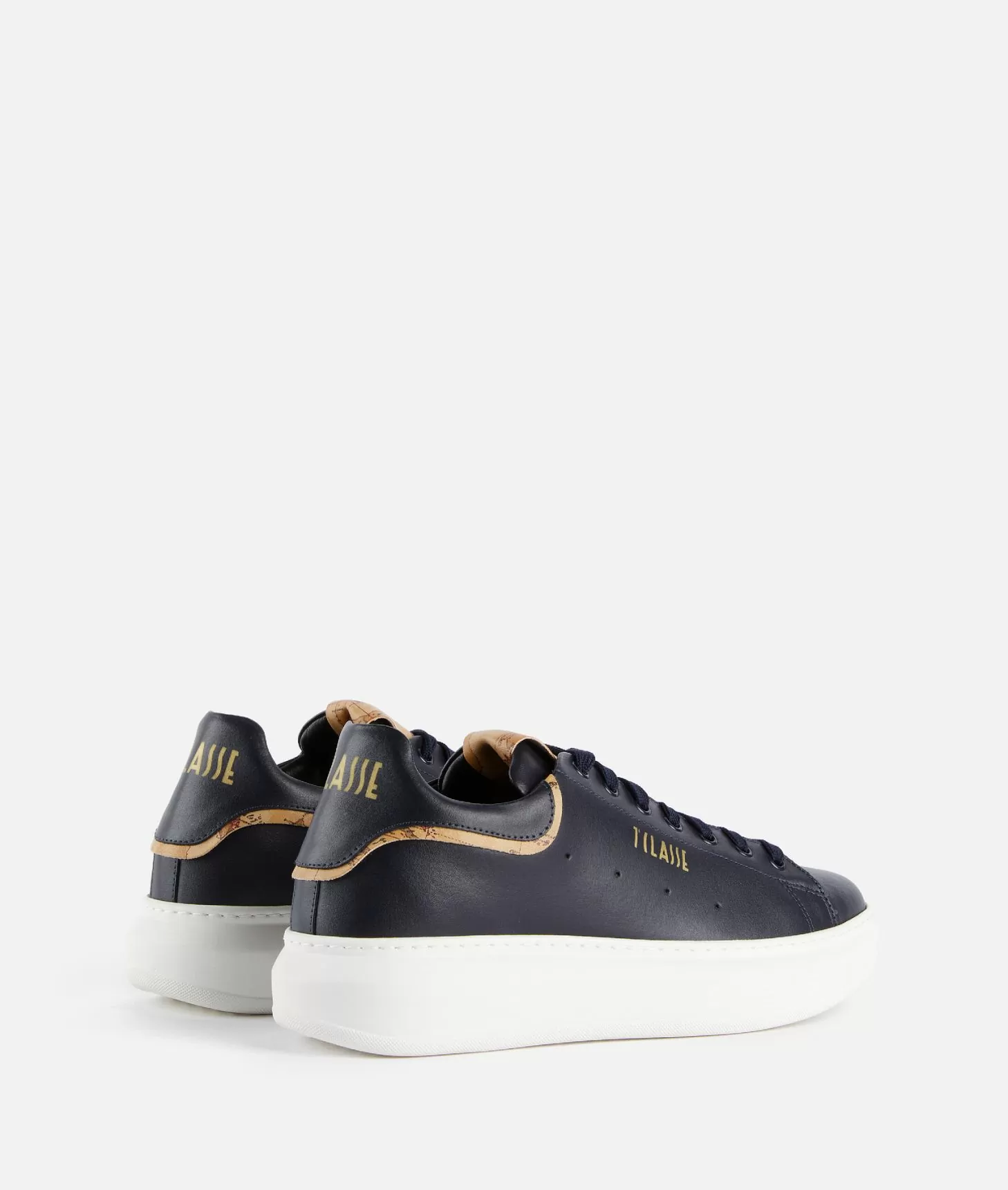 Alviero martini 1a classe Sneakers in pelle liscia con doppio logo 1ᴬ Classe Blu Scuro Nuova