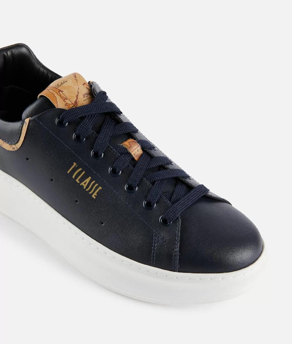 Alviero martini 1a classe Sneakers in pelle liscia con doppio logo 1ᴬ Classe Blu Scuro Nuova