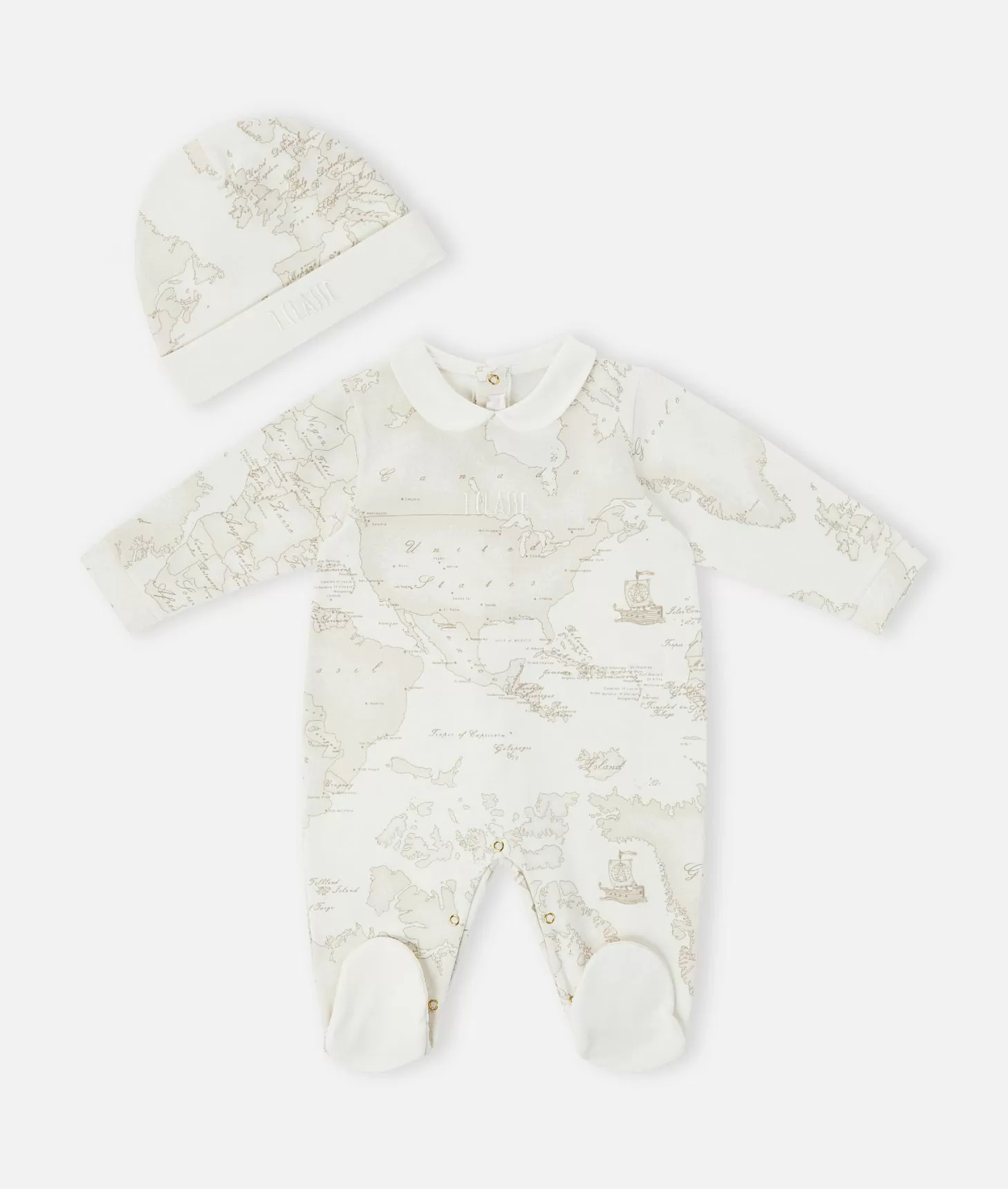 Alviero martini 1a classe Kit con tutina bavaglino e cappellino Geo White In Linea