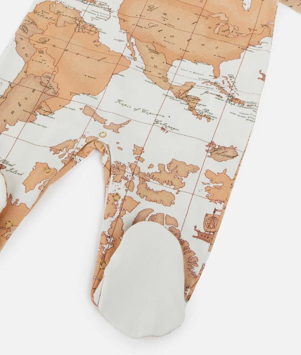 Alviero martini 1a classe Tutina in cotone con mappa Geo Classic Panna Qualità