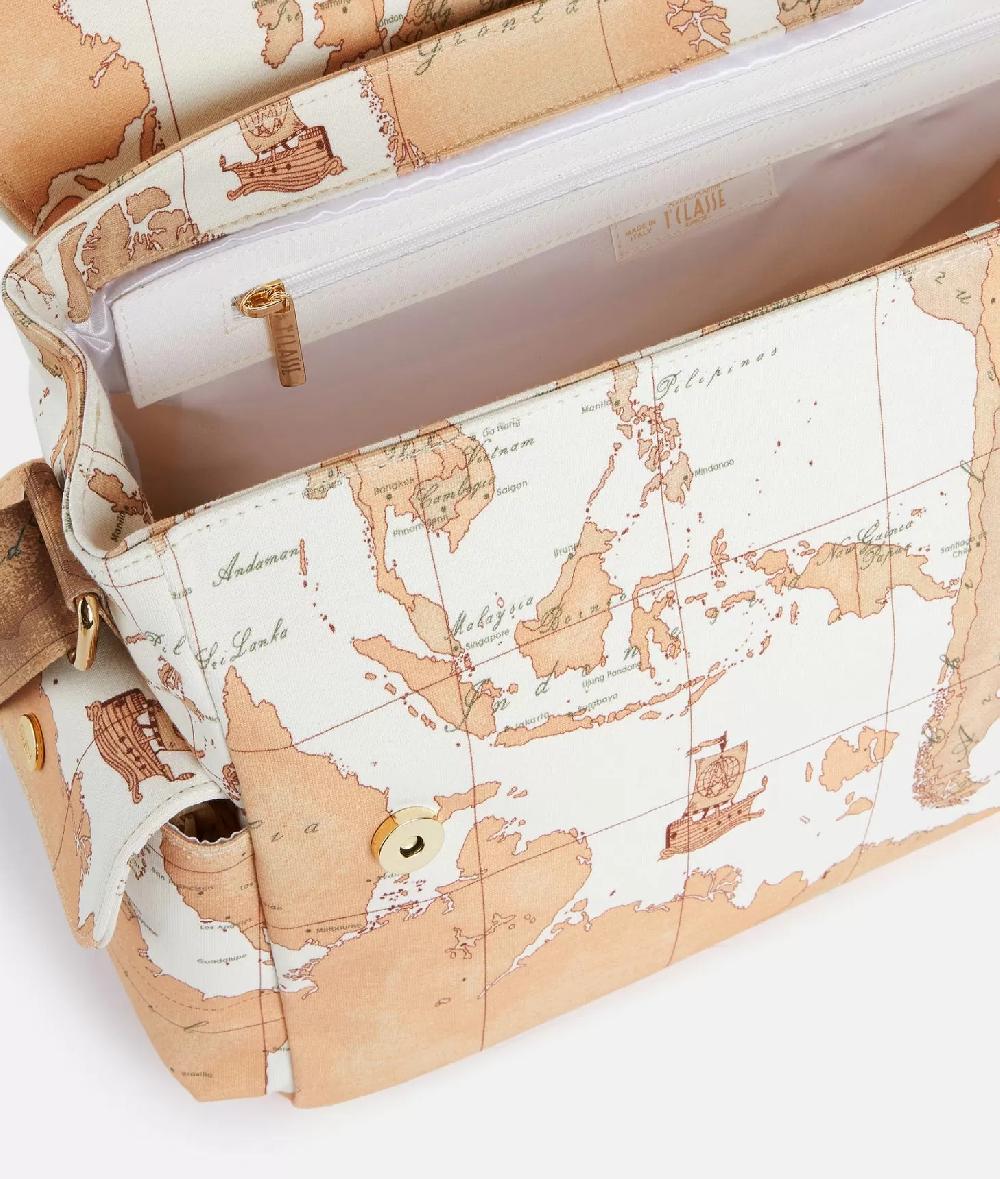 Alviero martini 1a classe Borsa a tracolla con mappa Geo Classic Panna Vendita