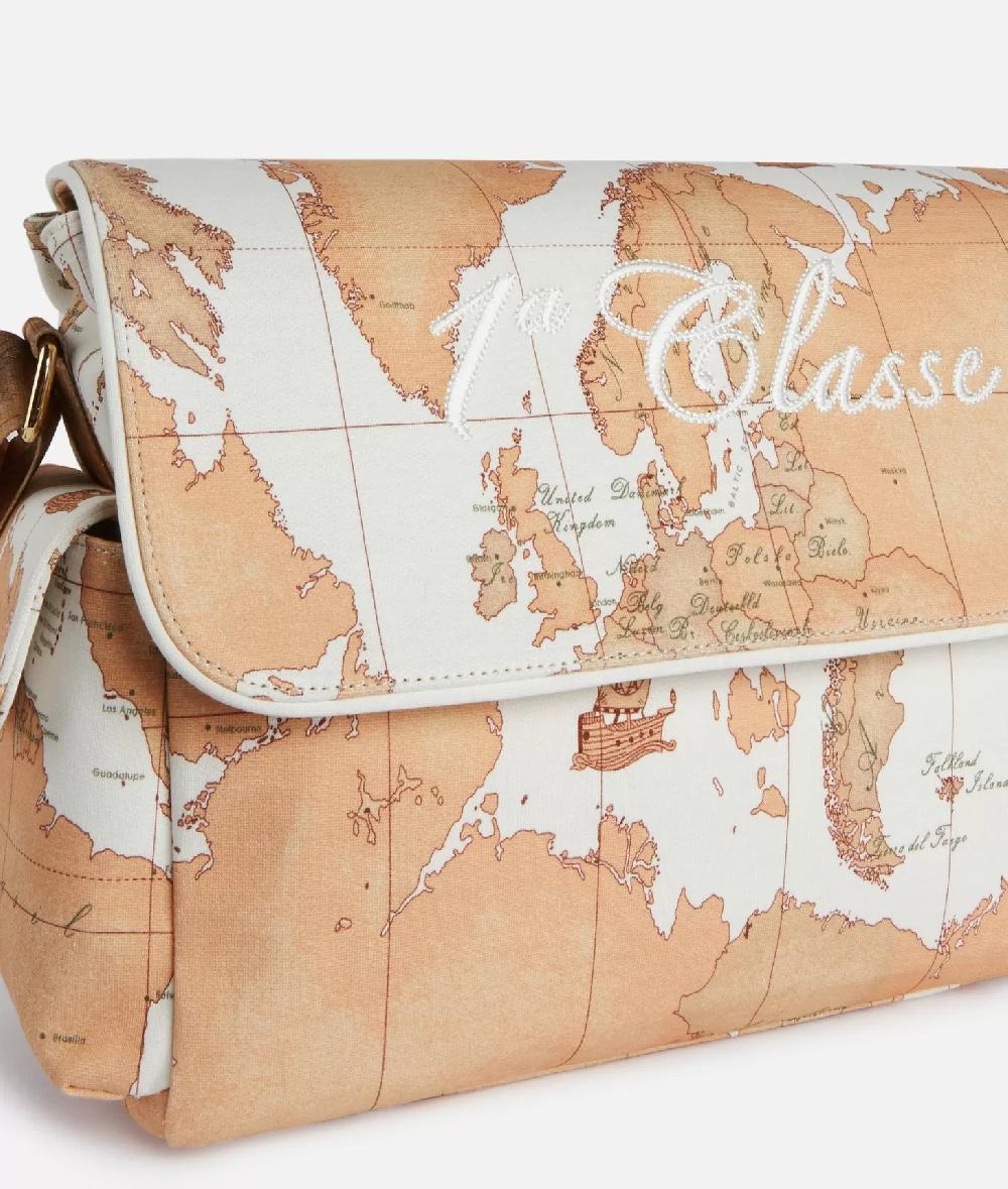 Alviero martini 1a classe Borsa a tracolla con mappa Geo Classic Panna Vendita