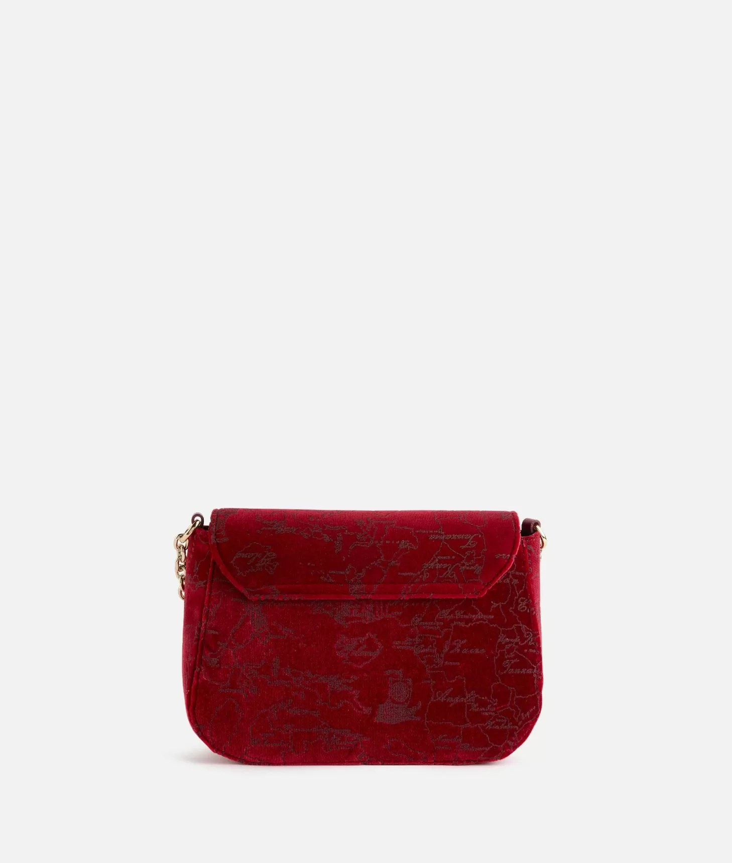 Alviero martini 1a classe Moments Bag tracolla con patta e catena in velluto Geo Filetto Rossa Consegna Veloce